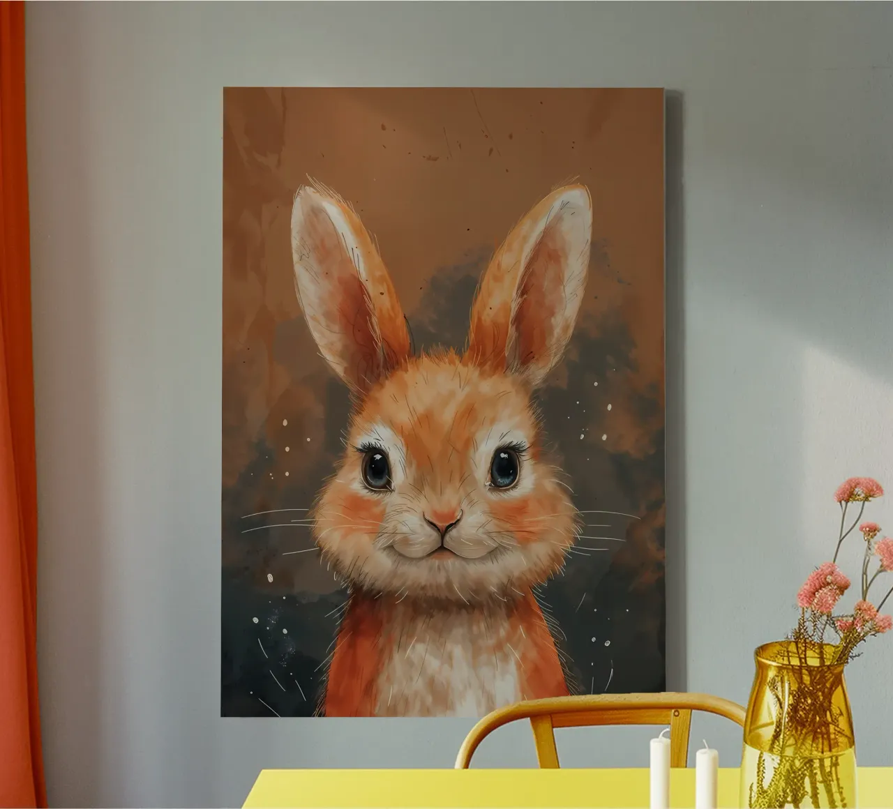Charm Auburn Bunny_ Gioia in acquerello tela con Cornice a cassetta da Manh beo
