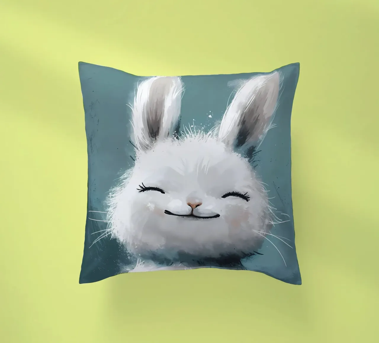 Blissful Bunny_ Sorrisi sereni in colori pastello cuscino da Manh beo