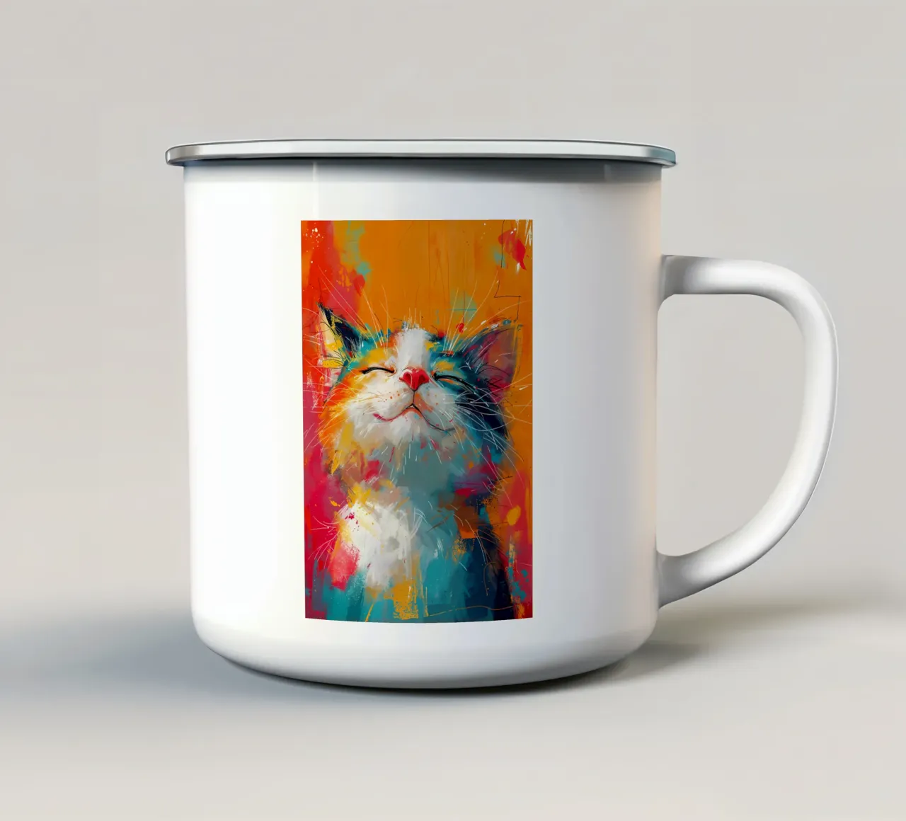 Baffi da gatto beato tazza in smalto da Manh beo