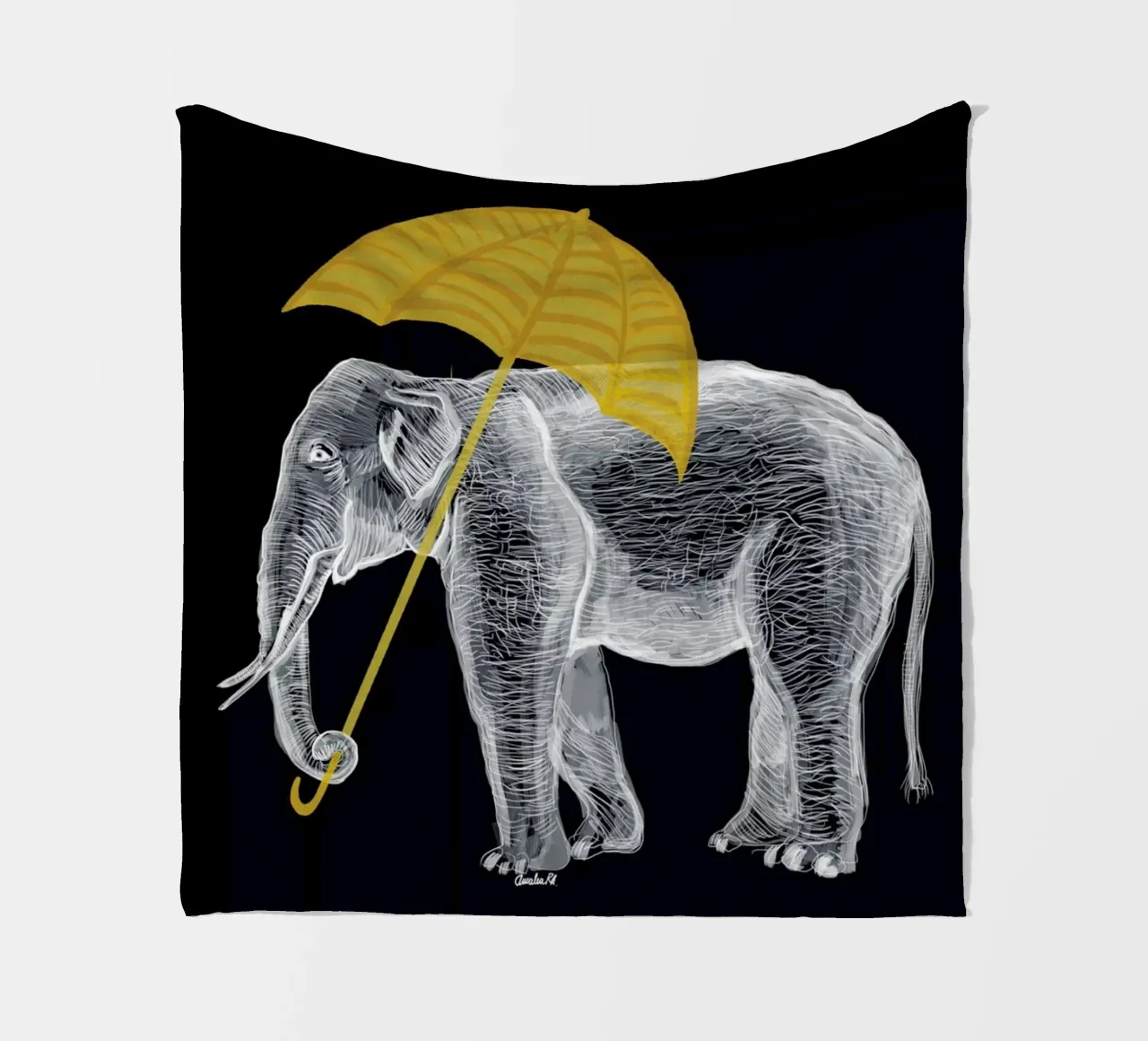 Elephant with Umbrella coperta in pile da Amalia Restrepo