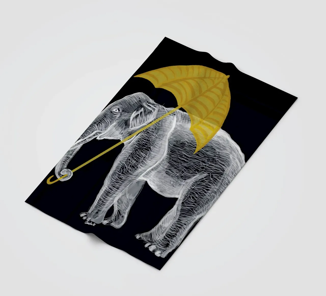 Elephant with Umbrella coperta in pile da Amalia Restrepo