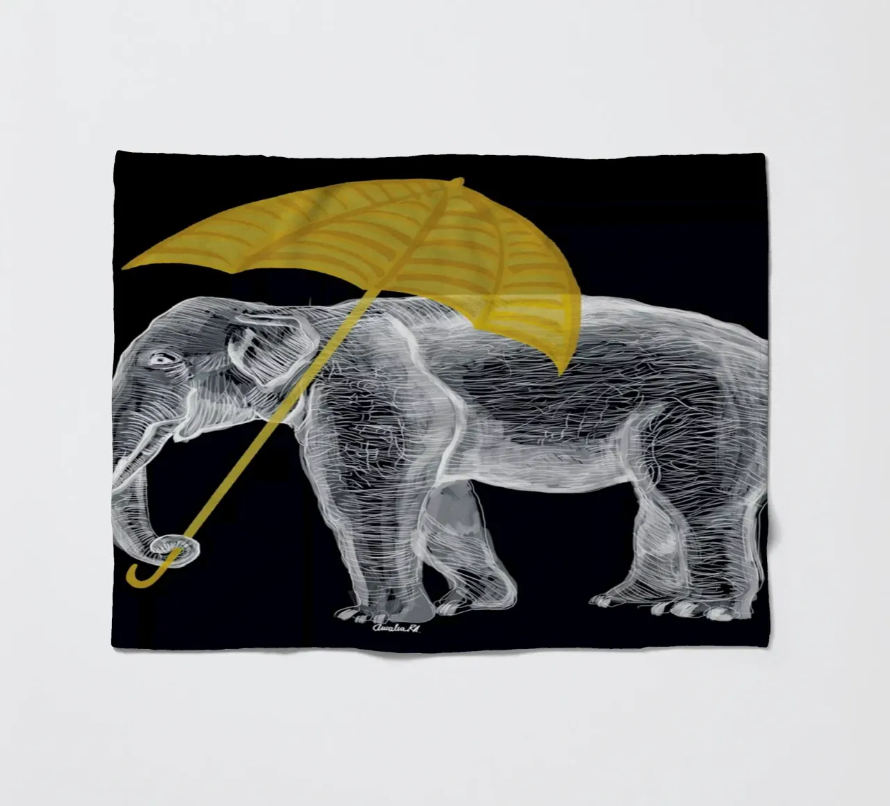 Elephant with Umbrella coperta in pile da Amalia Restrepo