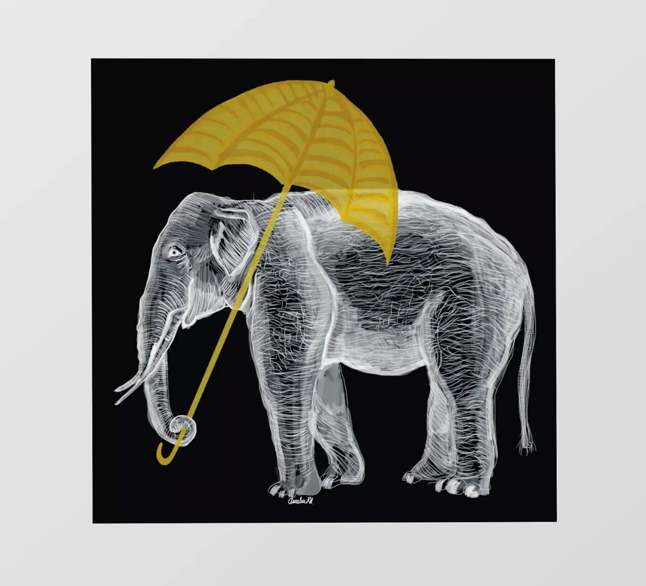 Elephant with Umbrella pellicola backlit da Amalia Restrepo