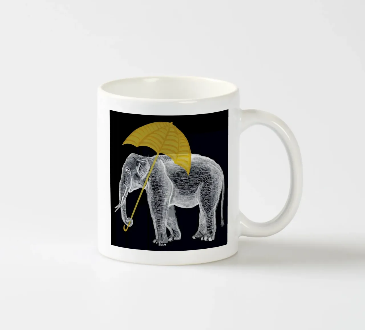Elephant with Umbrella tazza in ceramica da Amalia Restrepo