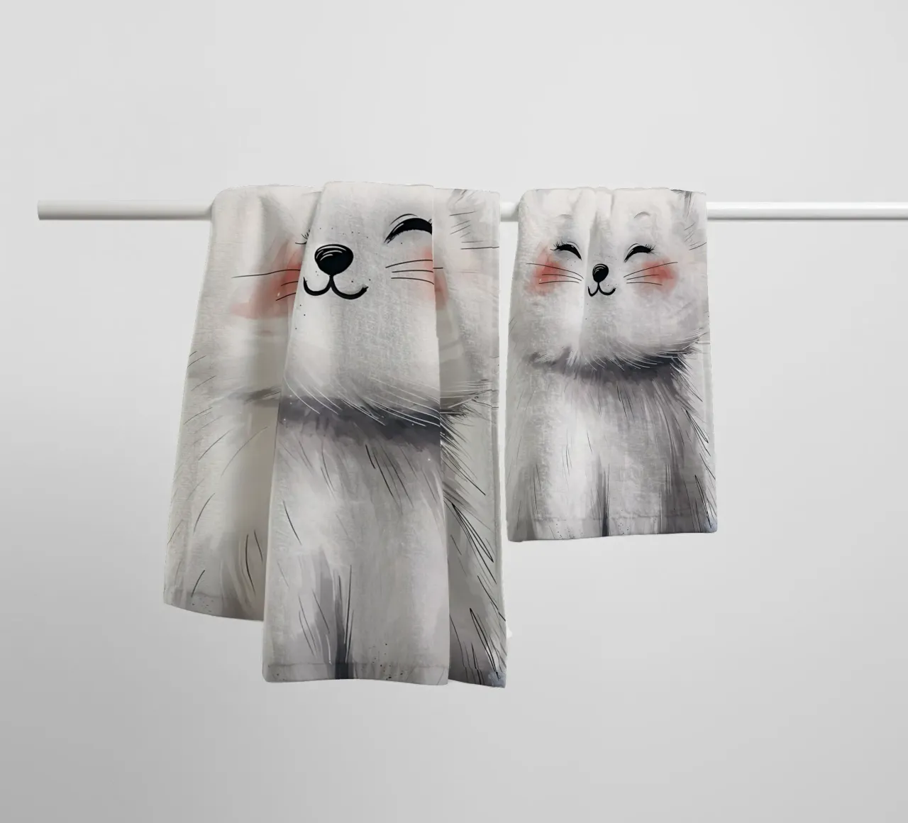 Sorriso felino beato asciugamano da bagno da Manh beo