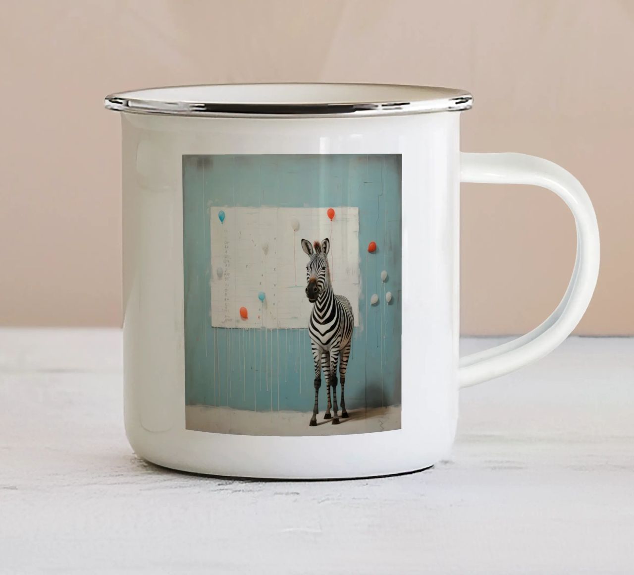Zebra minimale 4 tazza in smalto da Minimal Animal Art