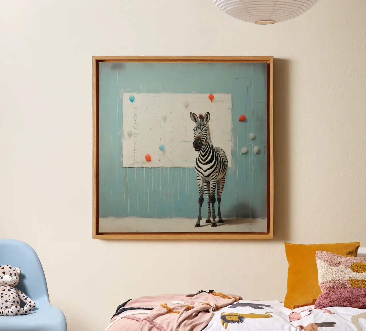 Zebra minimale 4 tela con Cornice a cassetta da Minimal Animal Art