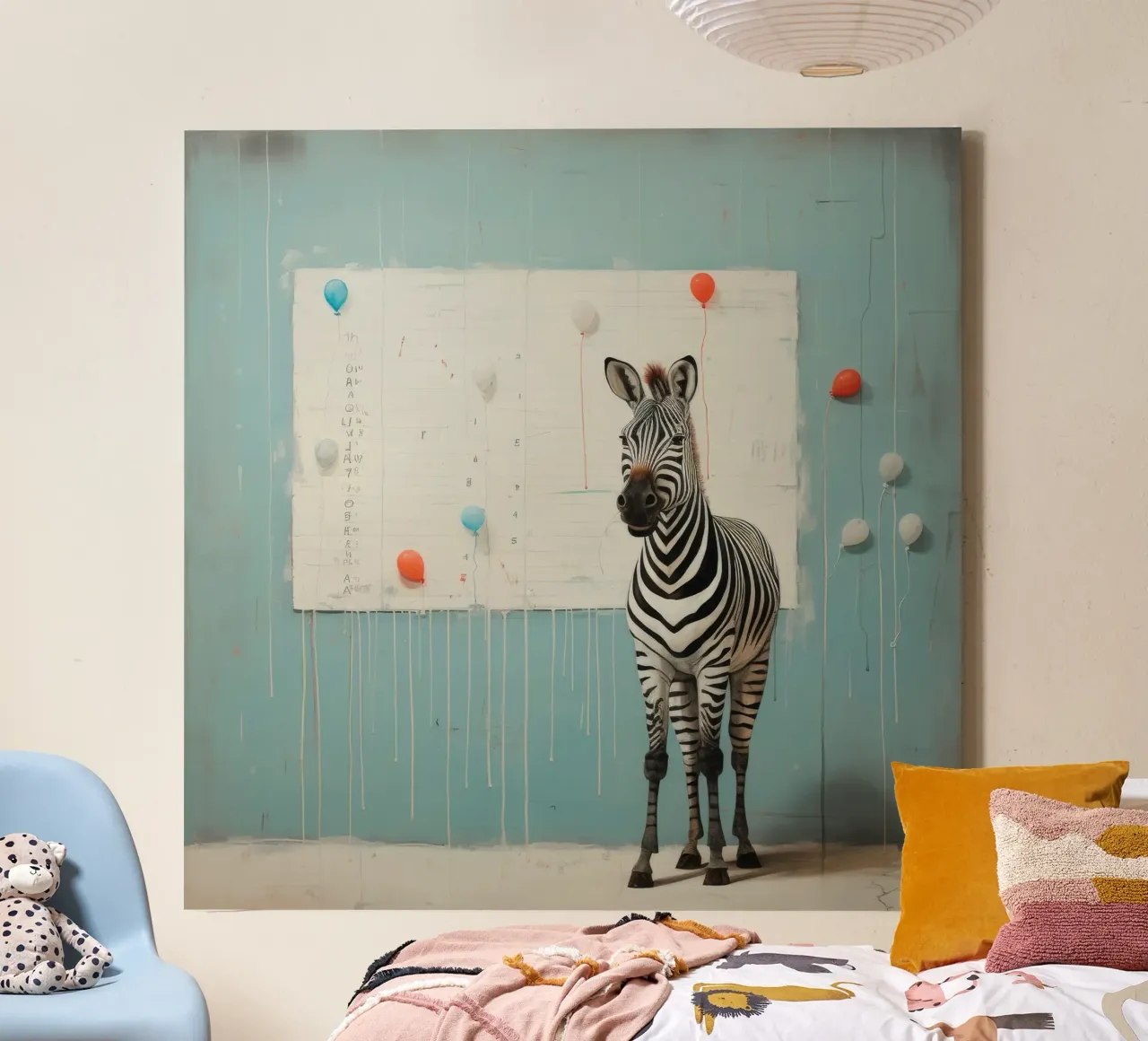 Zebra minimale 4 tela con Cornice a cassetta da Minimal Animal Art
