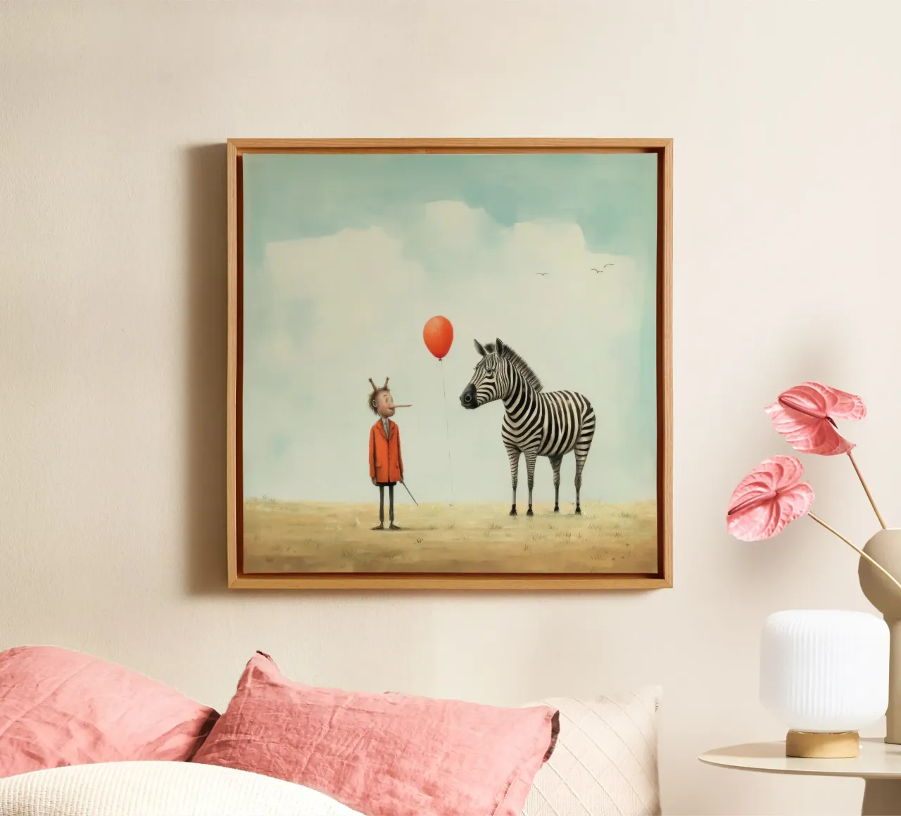 Minimal Zebra 1 canvas by Minimal Animal Art
