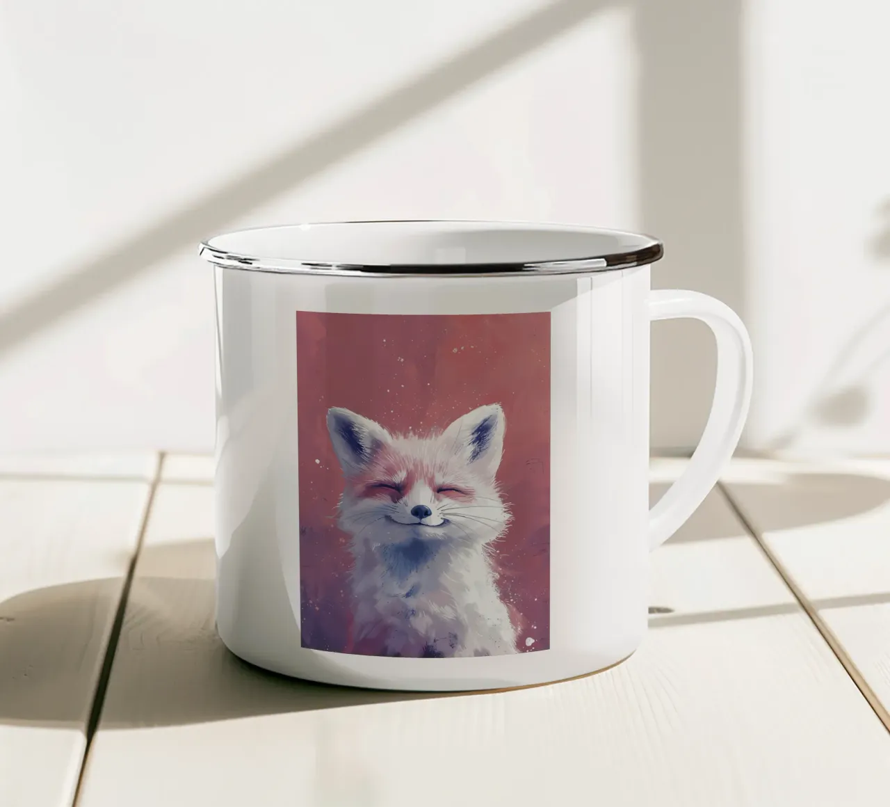 Blissful Fox_ Un ritratto della serenità tazza in smalto da Manh beo