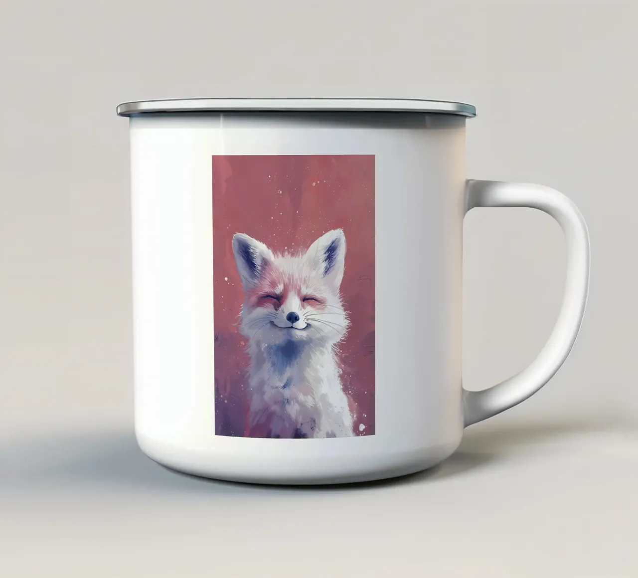 Blissful Fox_ Un ritratto della serenità tazza in smalto da Manh beo
