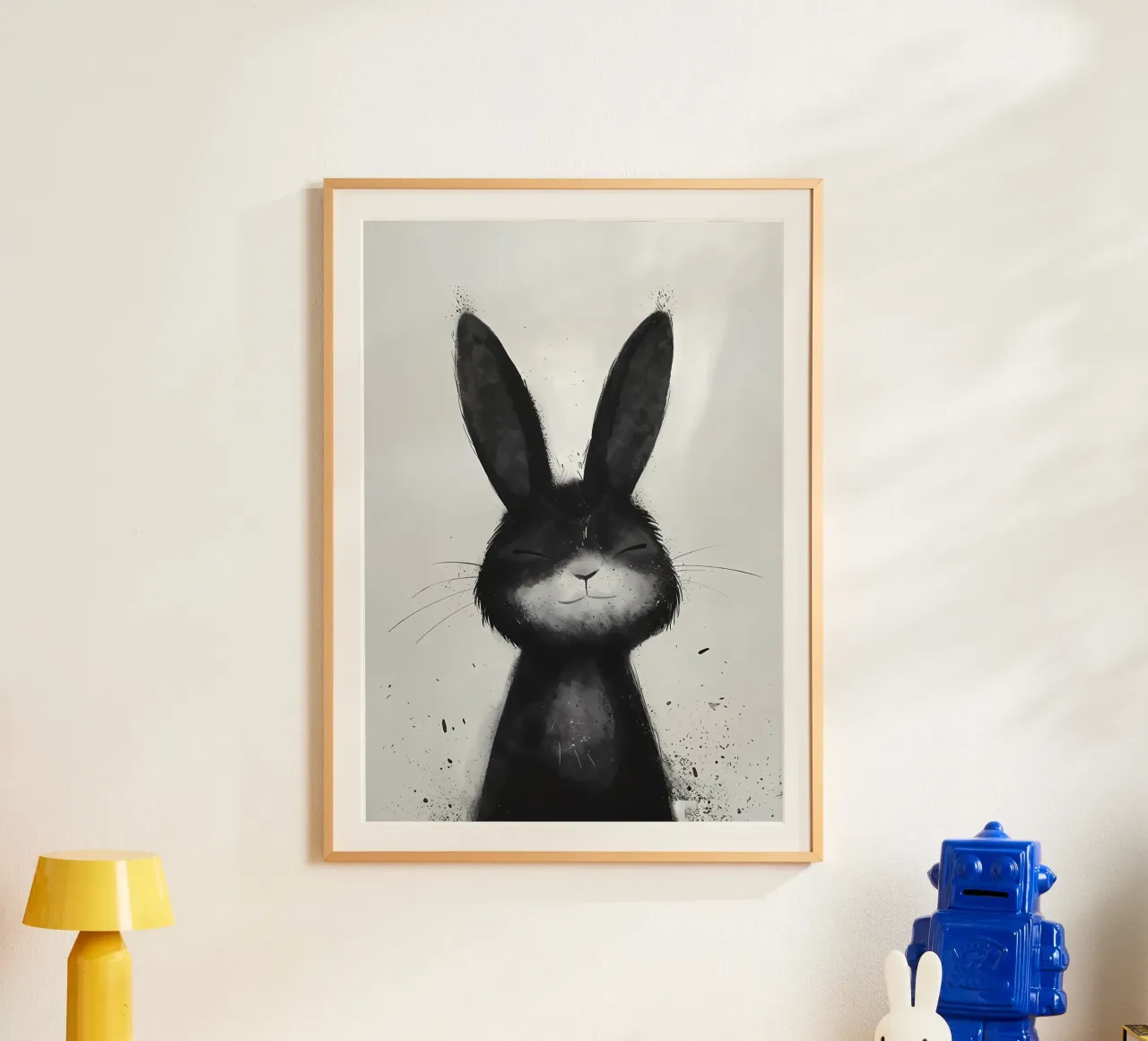 Blissful Fox_ Un ritratto della serenità poster con telaio in legno da Manh beo