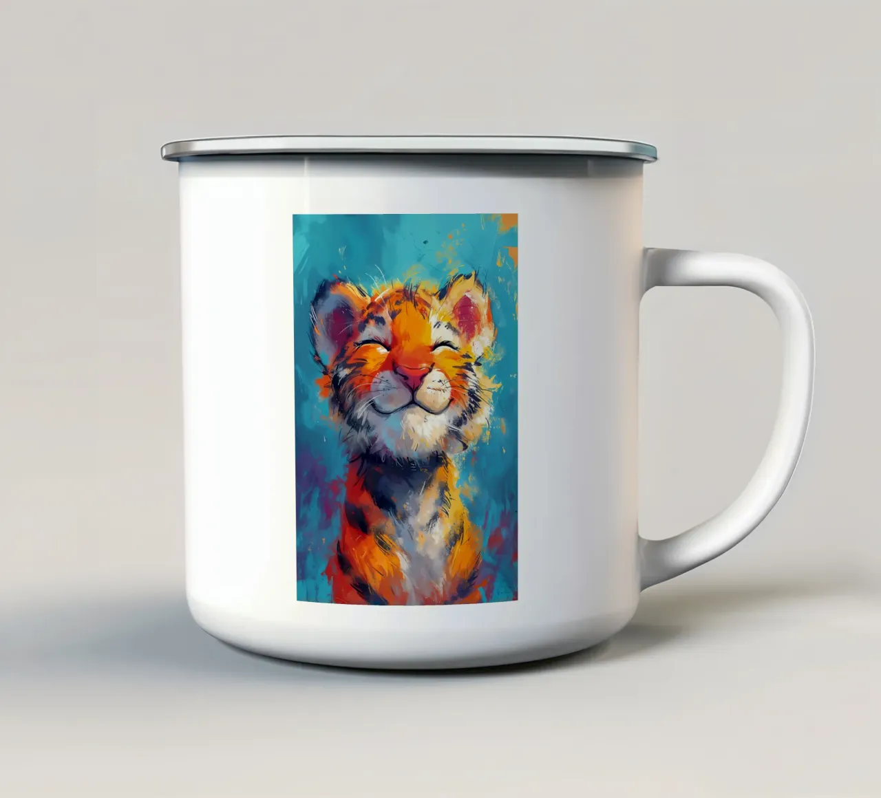 Cucciolo di tigre beato tazza in smalto da Manh beo