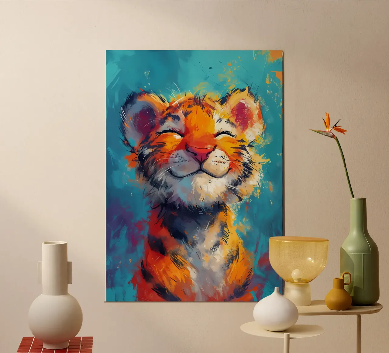 Glückliches Tigerjunges Hahnemühle von Manh beo