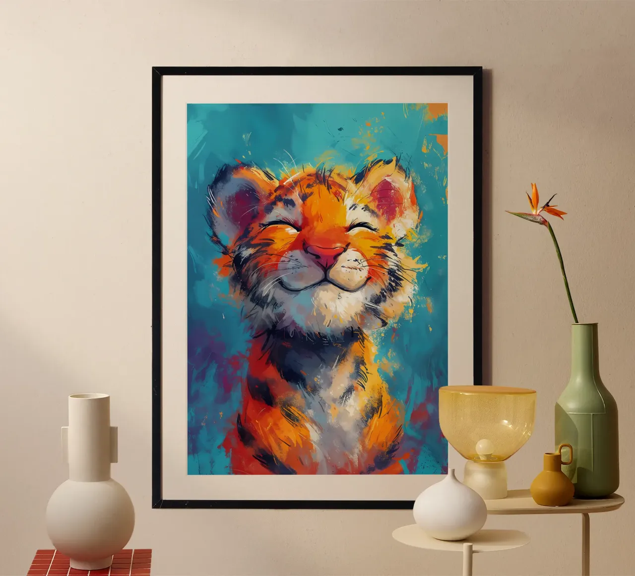 Glückliches Tigerjunges Hahnemühle von Manh beo