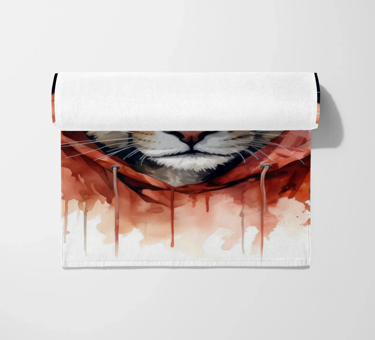 Acquerello Cartoon Cougar in felpa con cappuccio telo mare da Animal Portraits