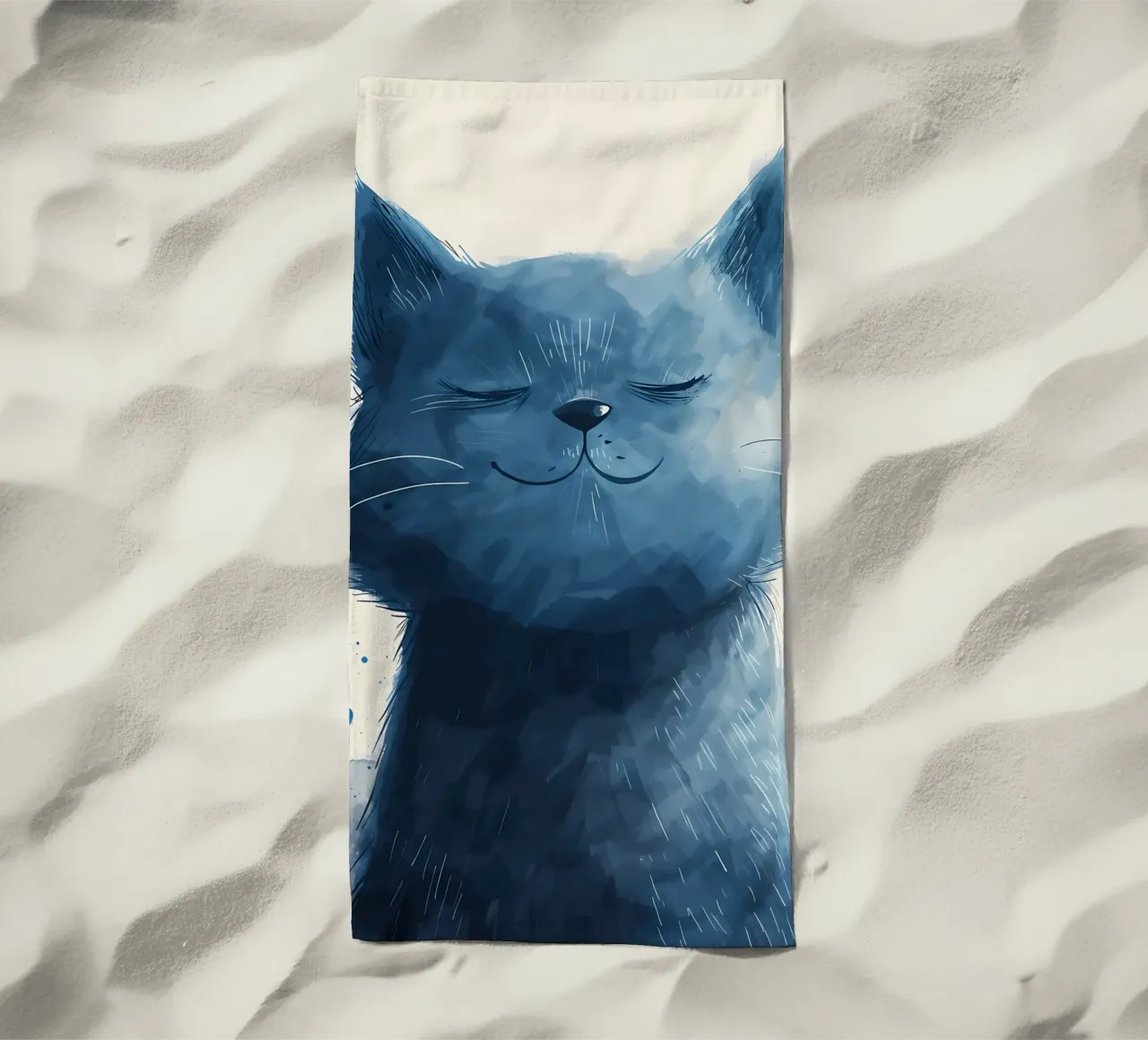Blue Bliss Kitty beach towel by Manh beo