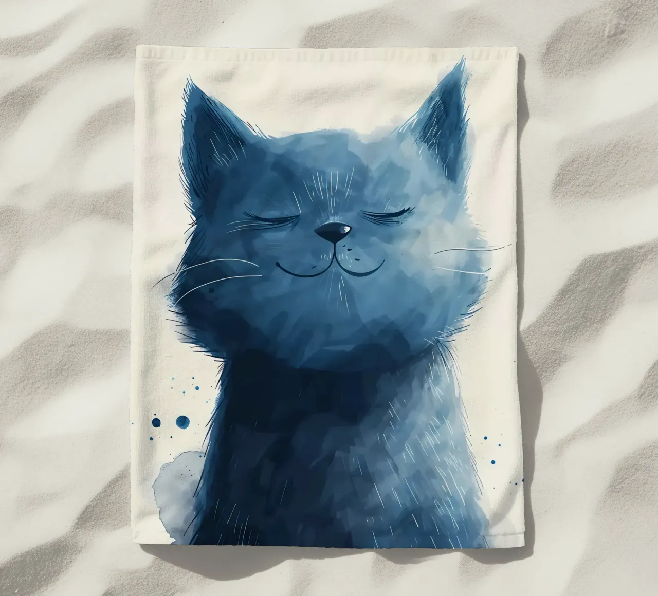 Blue Bliss Kitty beach towel by Manh beo