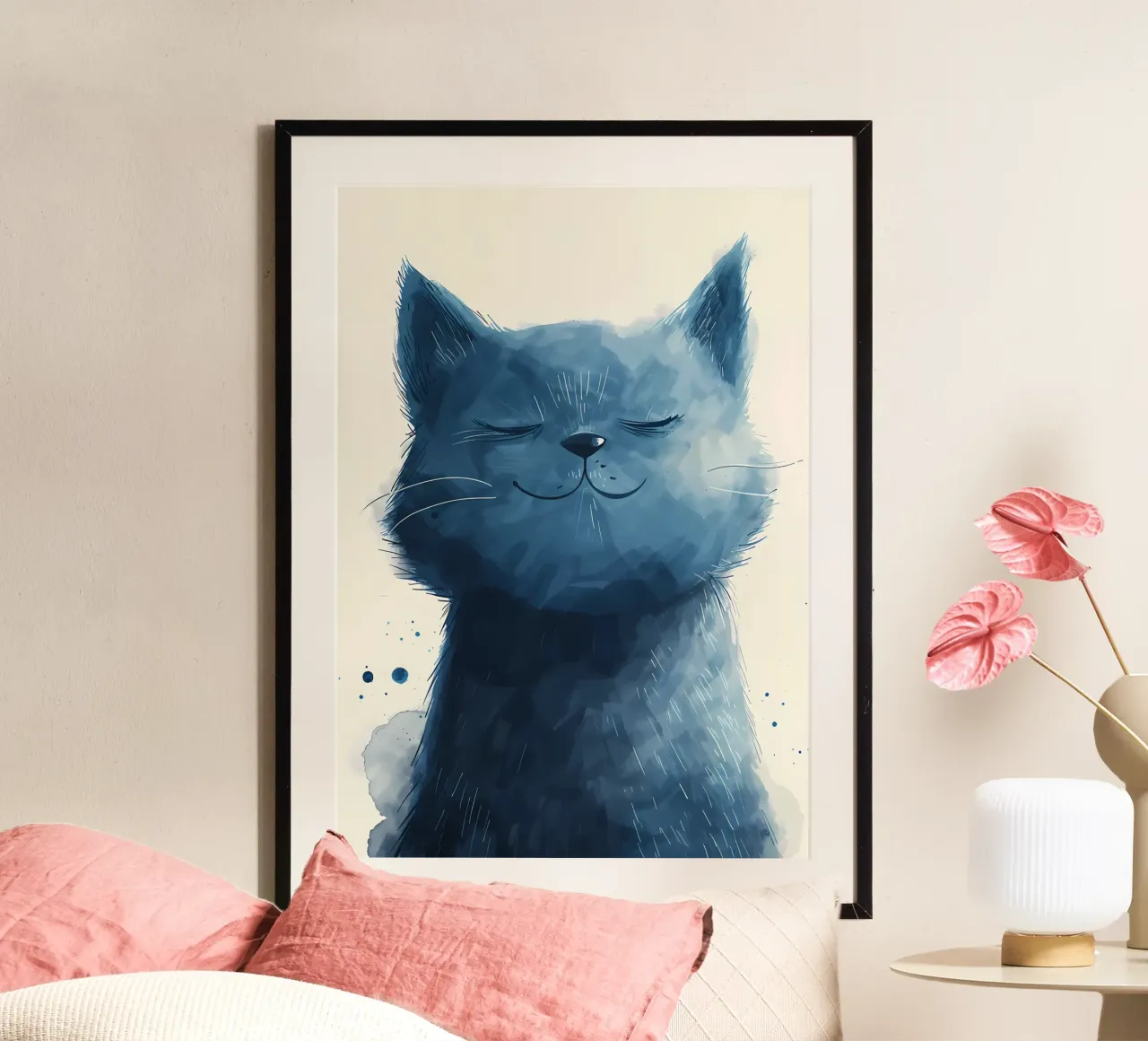 Blaue Glückseligkeit Kätzchen Poster von Manh beo