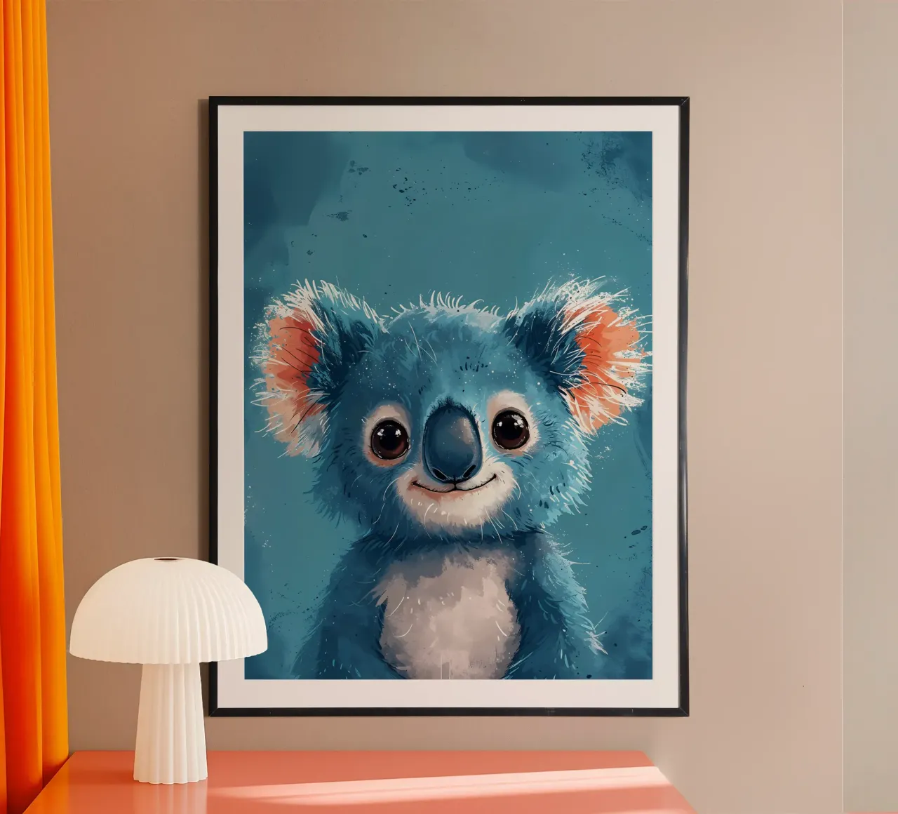 Gioia del Koala Blu poster con telaio in legno da Manh beo