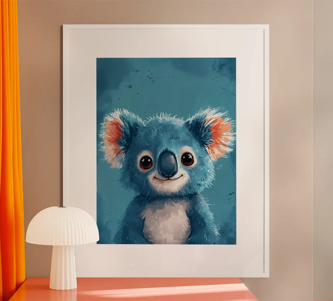 Gioia del Koala Blu poster con telaio in legno da Manh beo