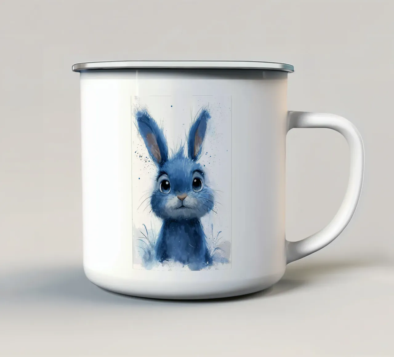Coniglietto blu splatter tazza in smalto da Manh beo
