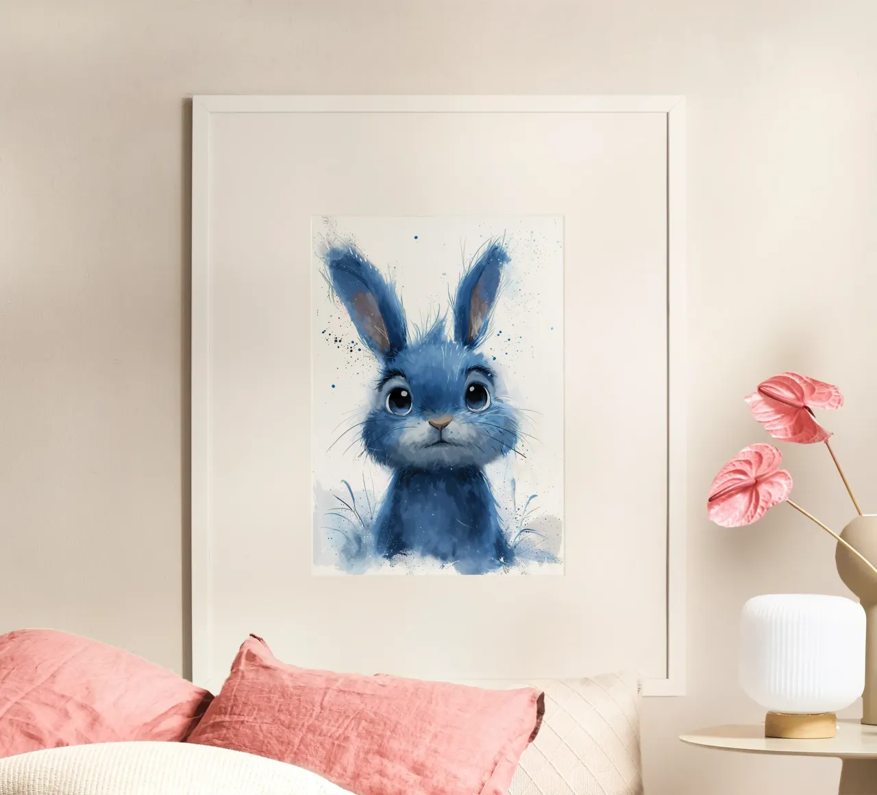 Blue Splatter Bunny hahnemühle by Manh beo