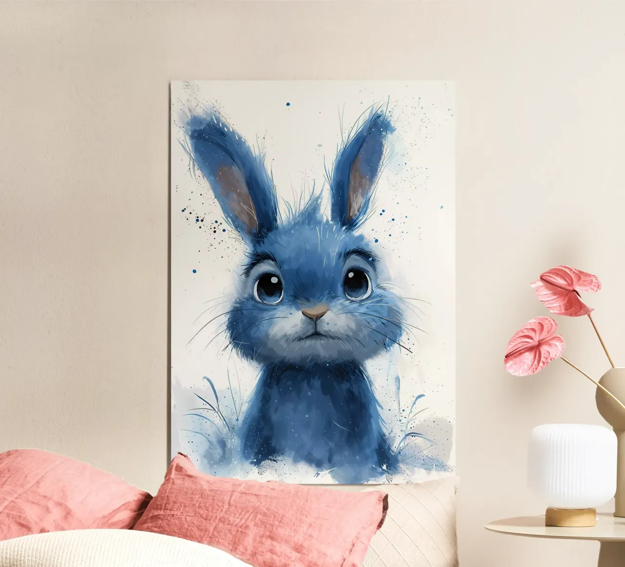 Blue Splatter Bunny hahnemühle by Manh beo