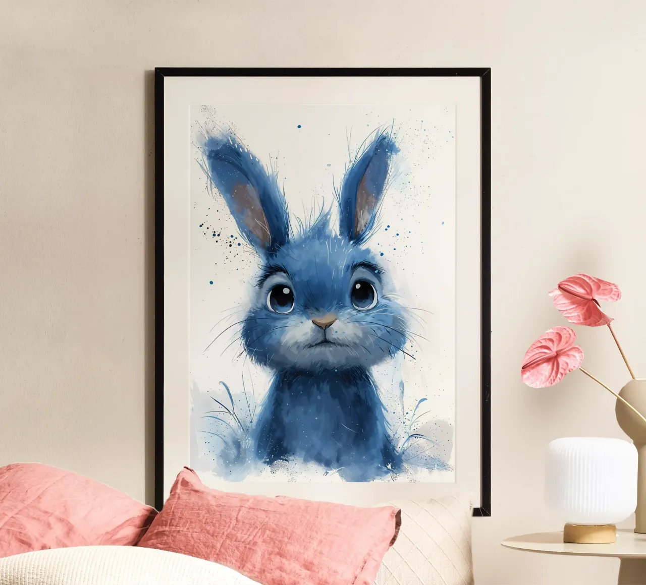 Blue Splatter Bunny hahnemühle by Manh beo