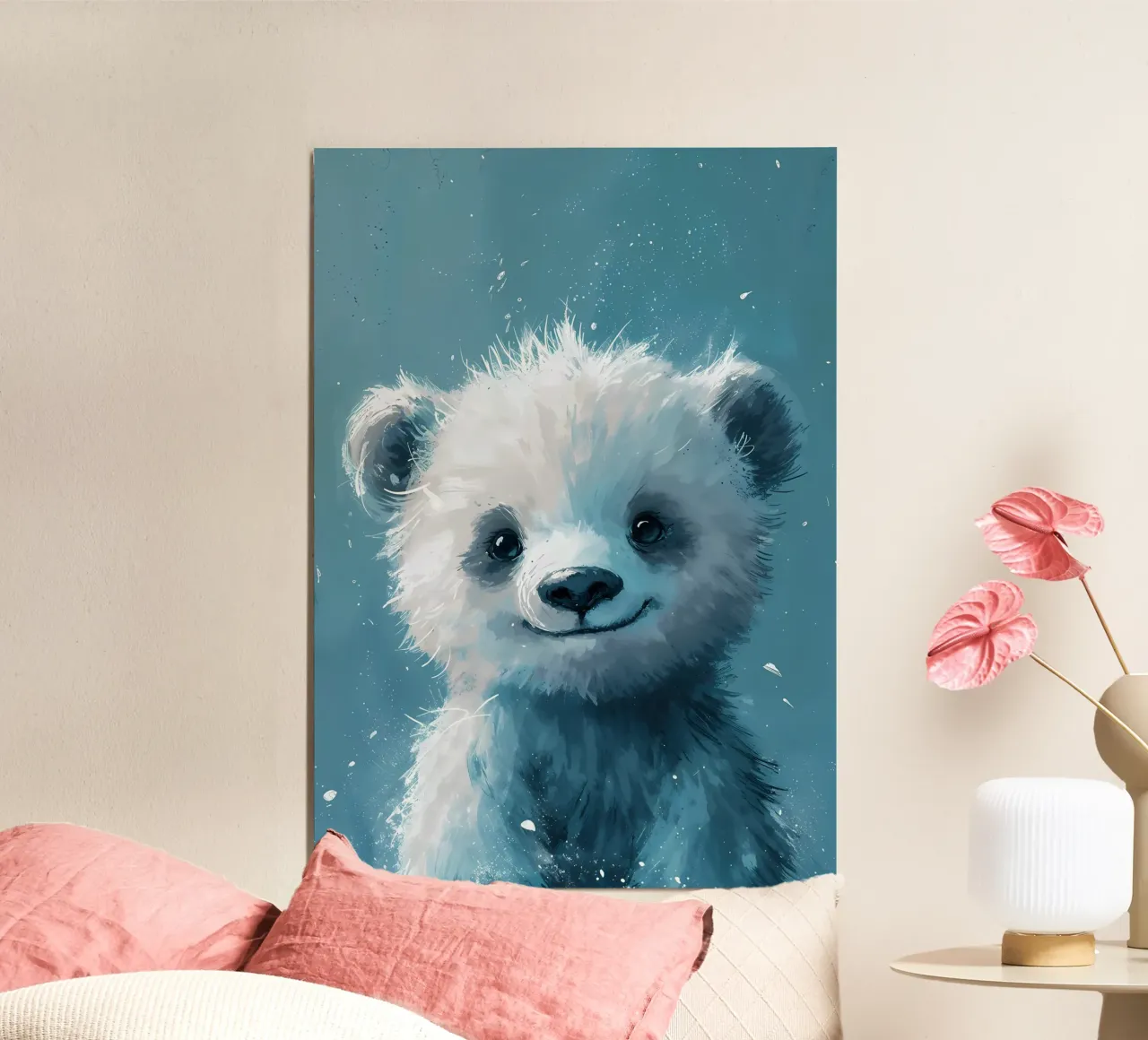 Orso azzurro delle meraviglie poster con telaio in legno da Manh beo