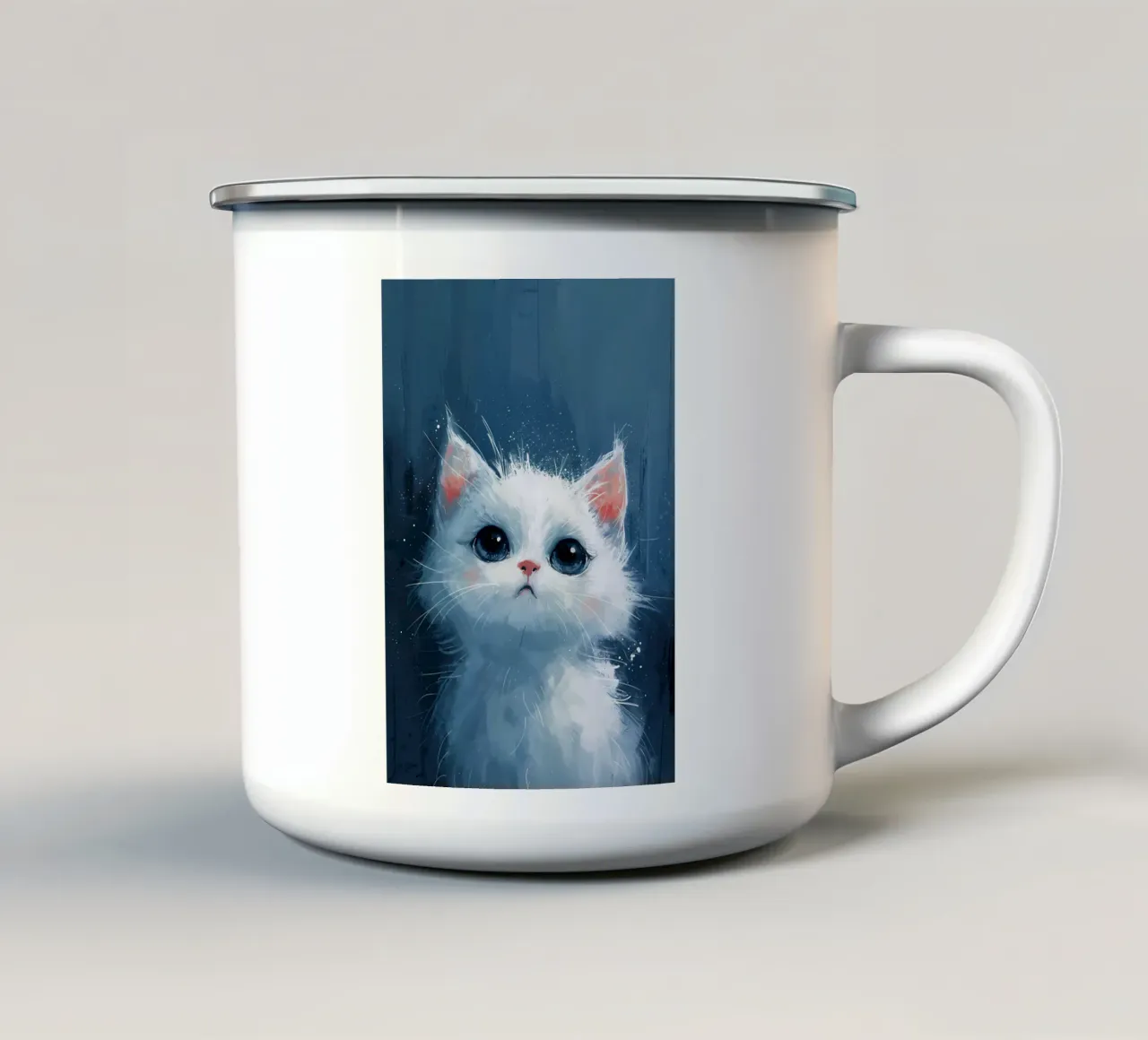 Gattino dagli occhi blu_ Serenity in Fluff tazza in smalto da Manh beo