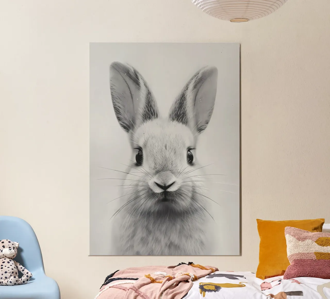 Sguardo da coniglietto poster con telaio in legno da Manh beo