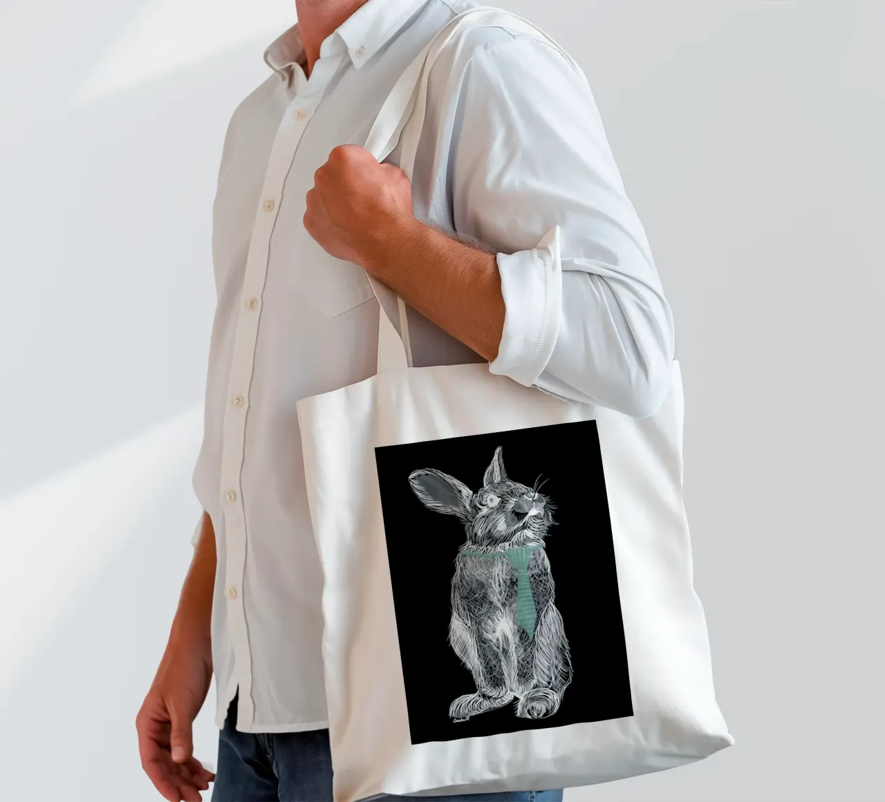 Fancy Rabbit borsa in juta da Amalia Restrepo