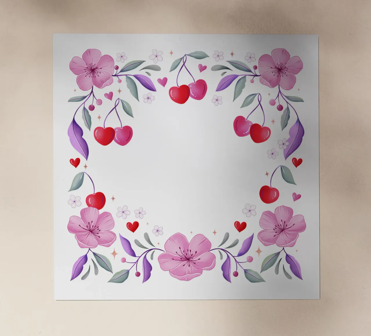 Ghirlanda floreale di fiori di ciliegio e cuori per un testo personalizzato pellicola backlit da CalliLetters