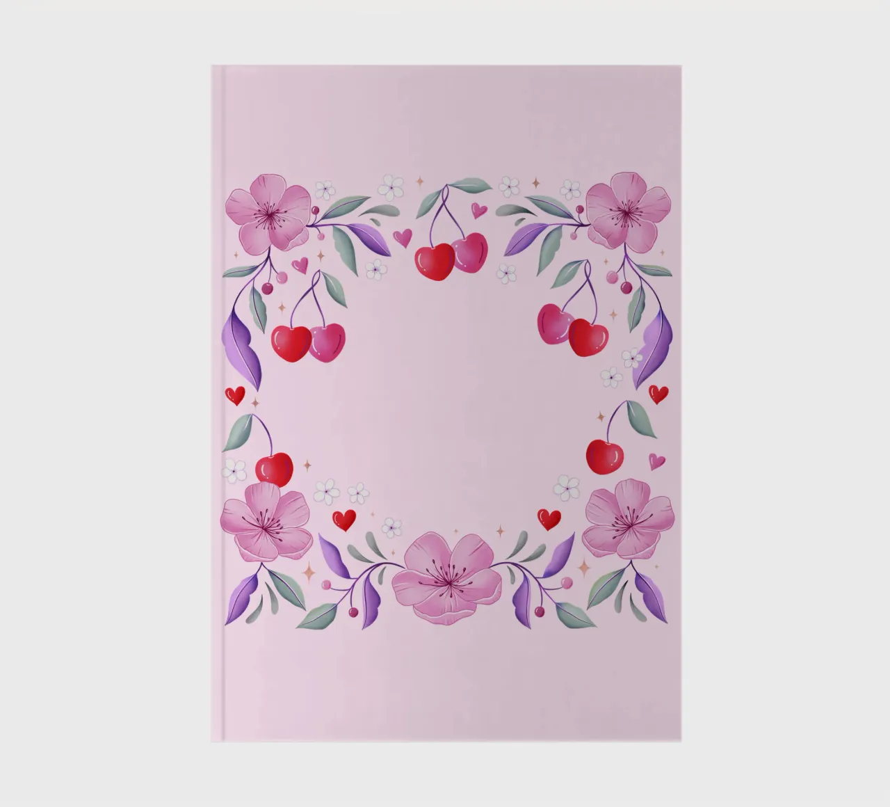 Ghirlanda floreale di fiori di ciliegio e cuori per un testo personalizzato diario da CalliLetters
