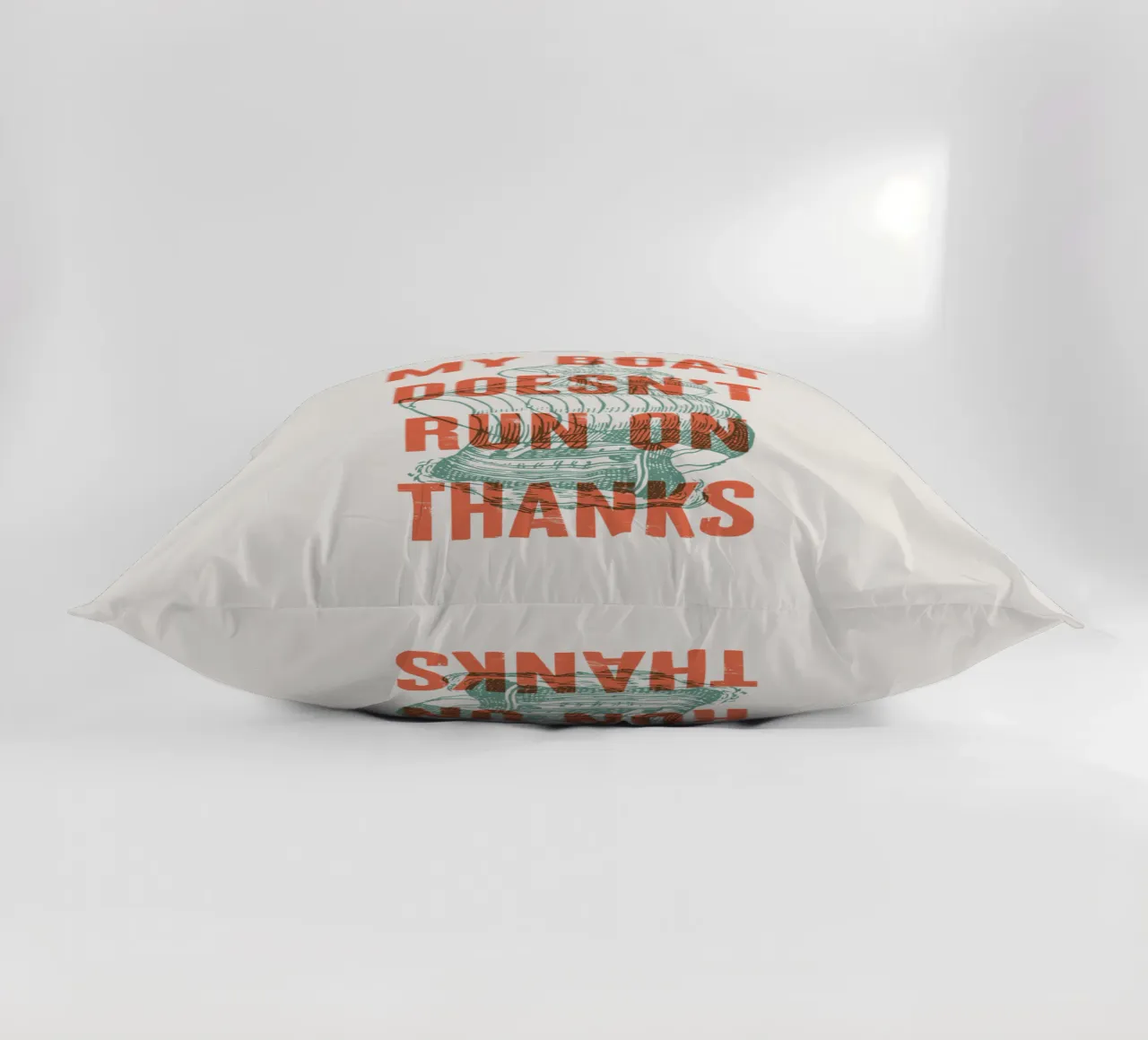 My boat doesn't run on thanks! decorative cushion by Vintagrafica