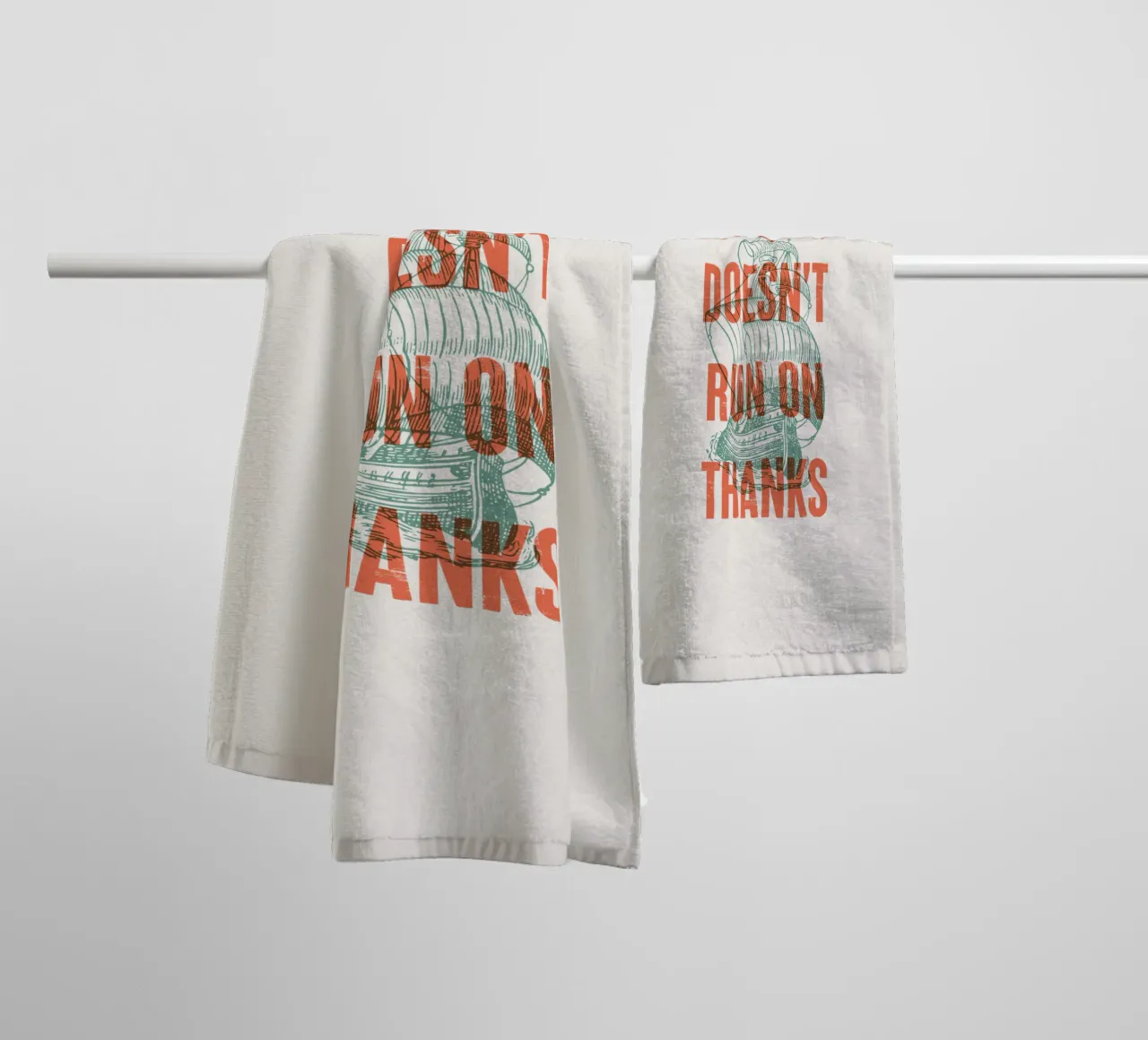 My boat doesn't run on thanks! towel by Vintagrafica