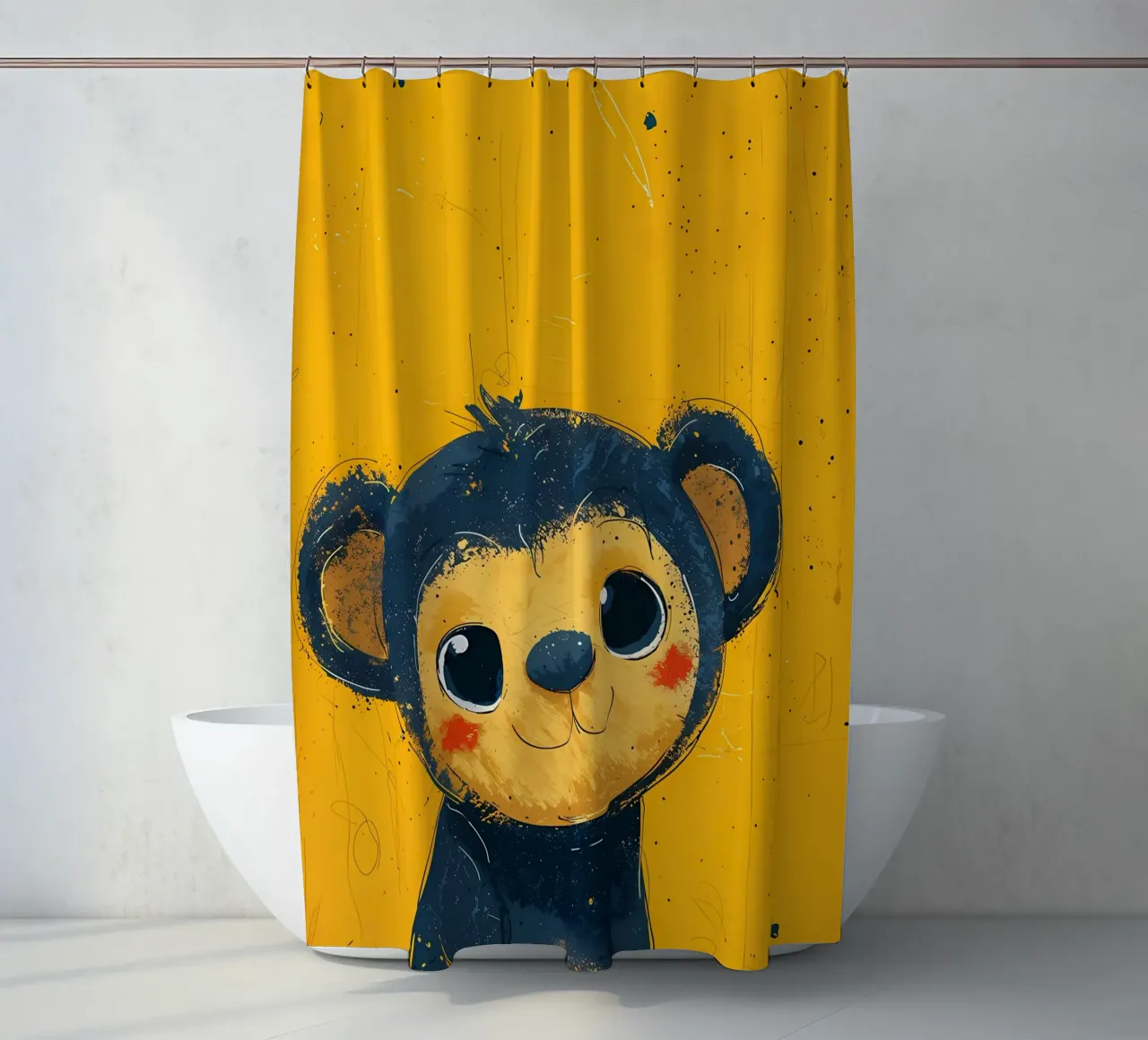Cheeky Monkey Art_ Vibrant Mischief shower curtain by Manh beo