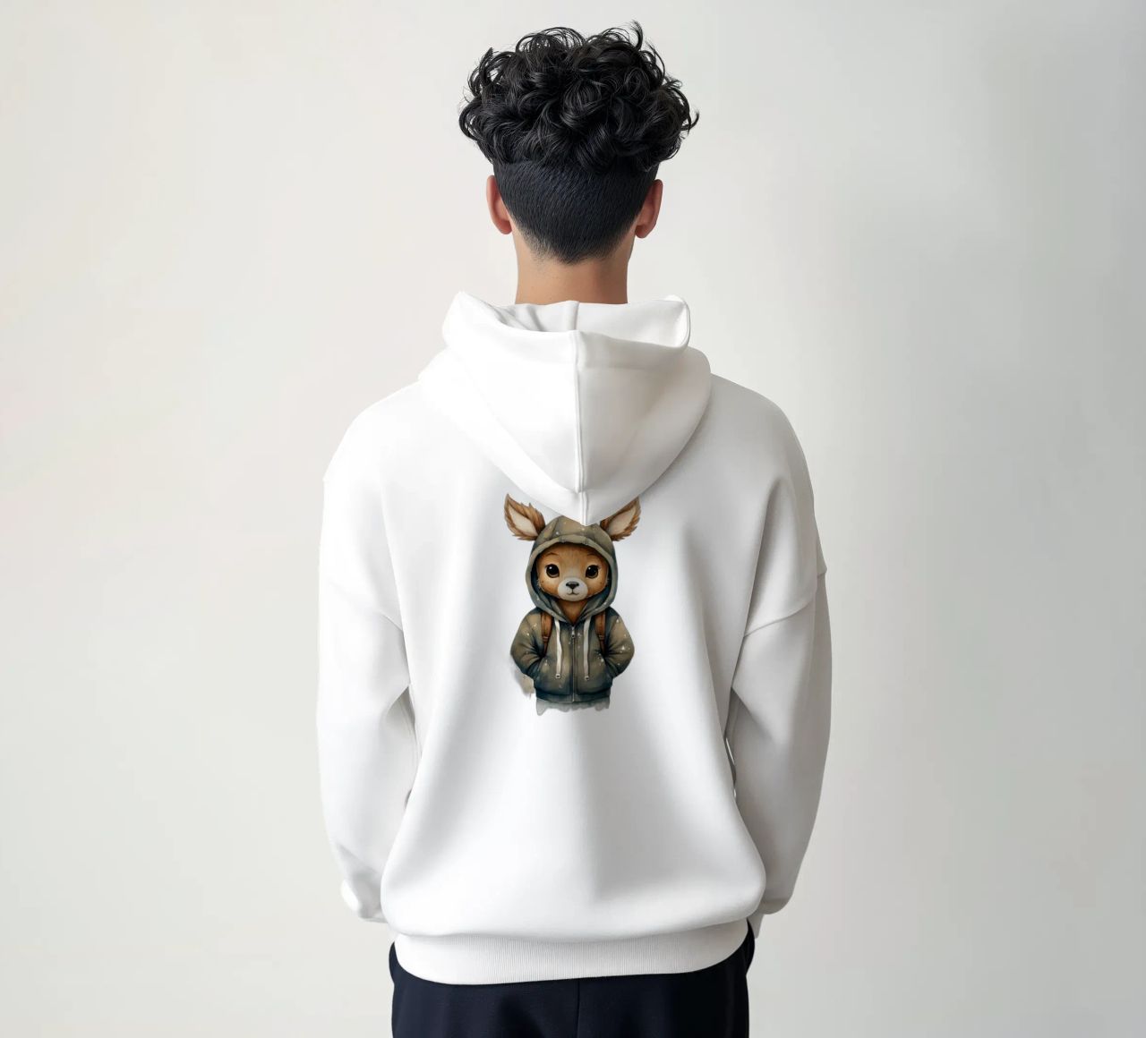 Acuarela de dibujos animados Ciervo con capucha sudadera con capucha de Animal Portraits