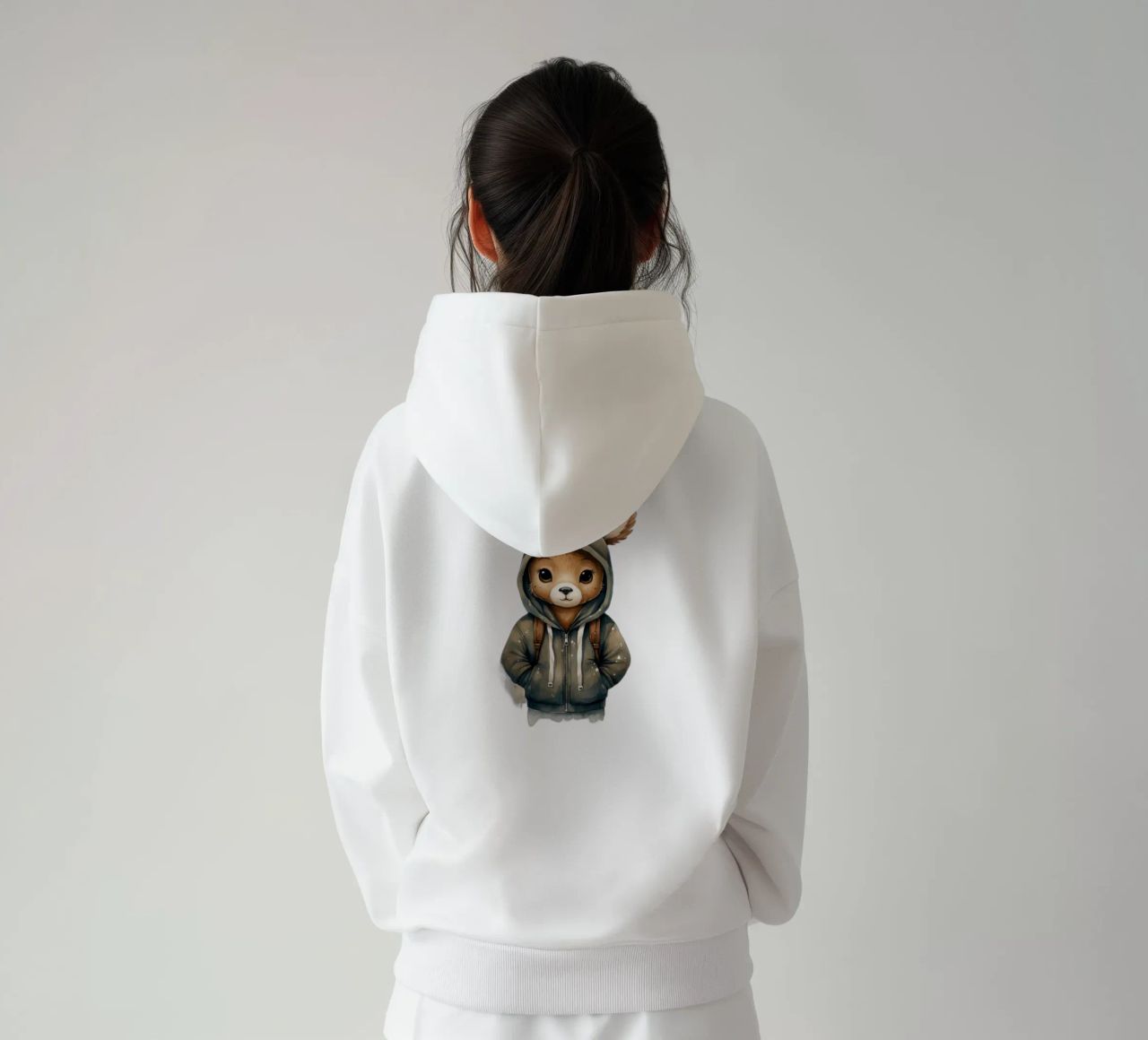 Acuarela de dibujos animados Ciervo con capucha sudadera con capucha de Animal Portraits