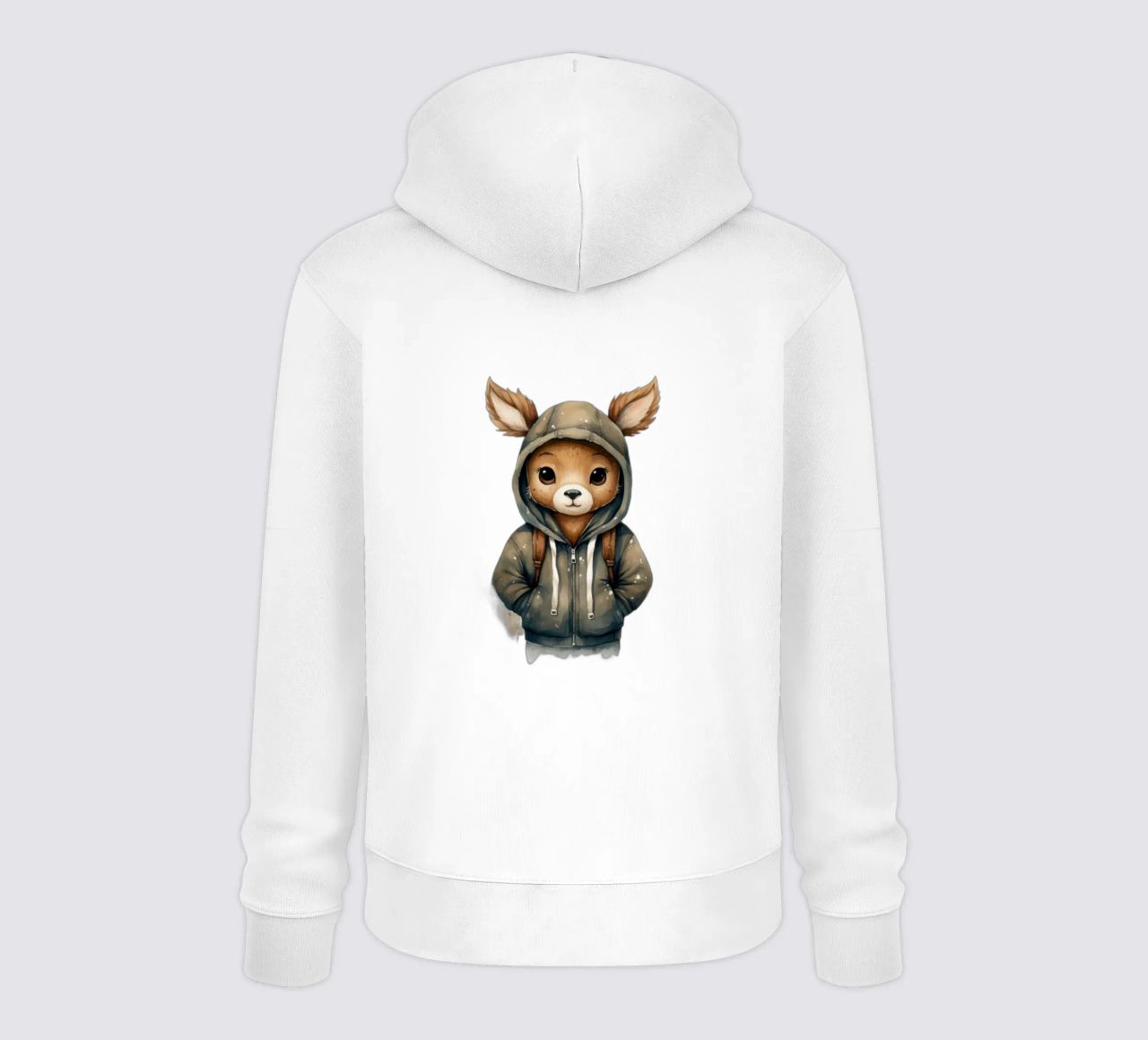 Acuarela de dibujos animados Ciervo con capucha sudadera con capucha de Animal Portraits