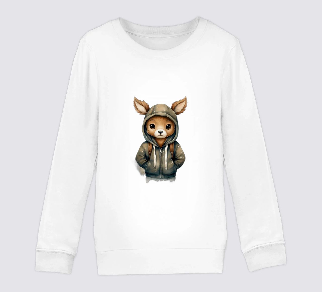 Aquarel Beeldverhaal Hert in een Hoodie kinder sweatshirt van Animal Portraits
