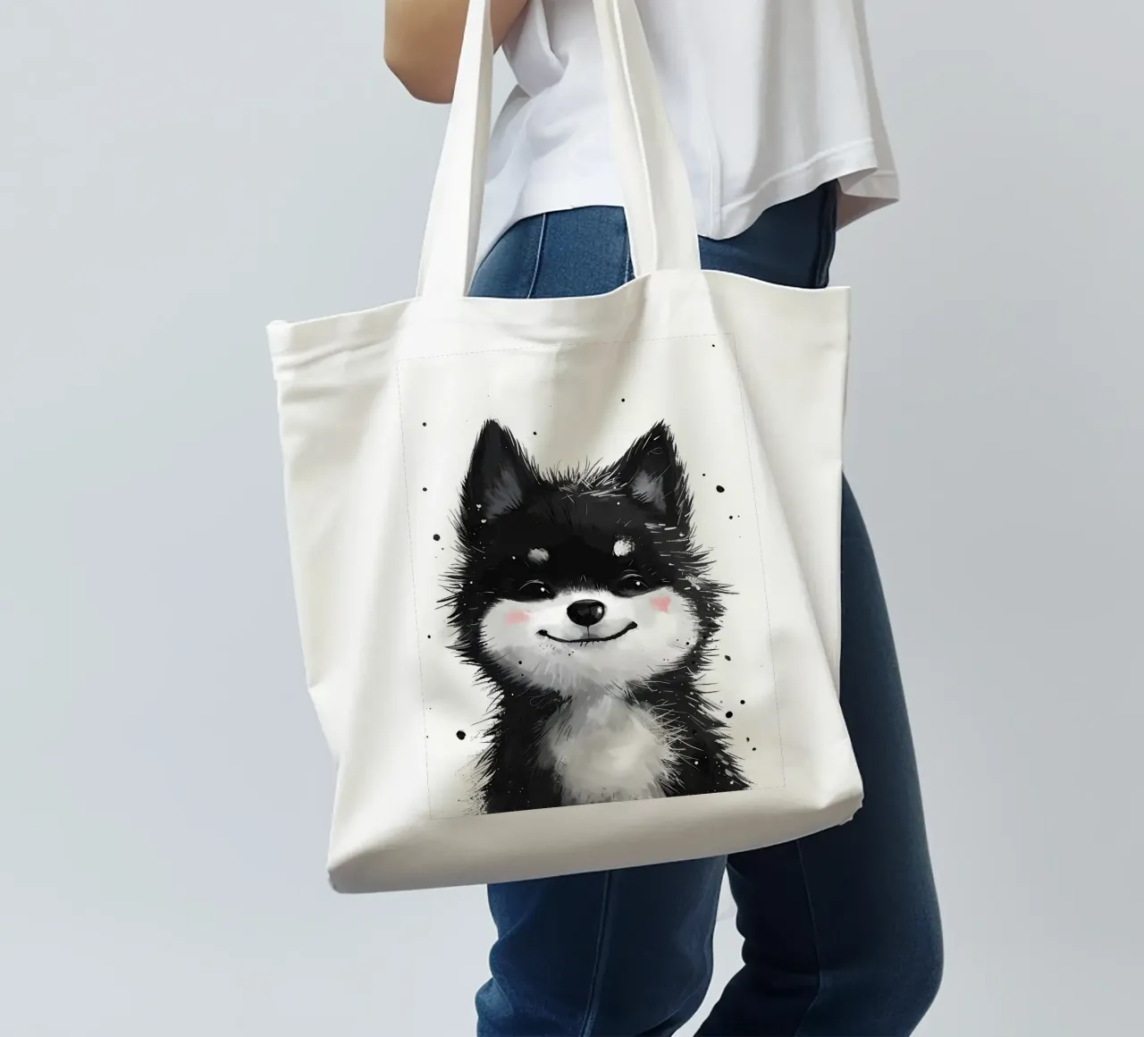 Schizzo di un cucciolo allegro borsa in juta da Manh beo