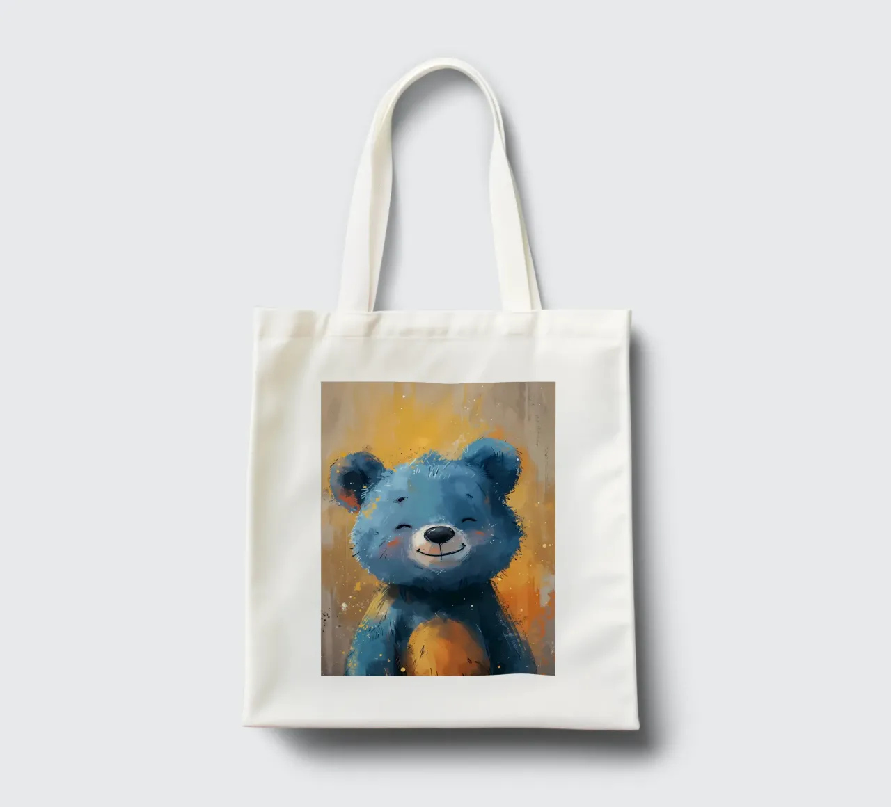 Orso blu allegro borsa in juta da Manh beo