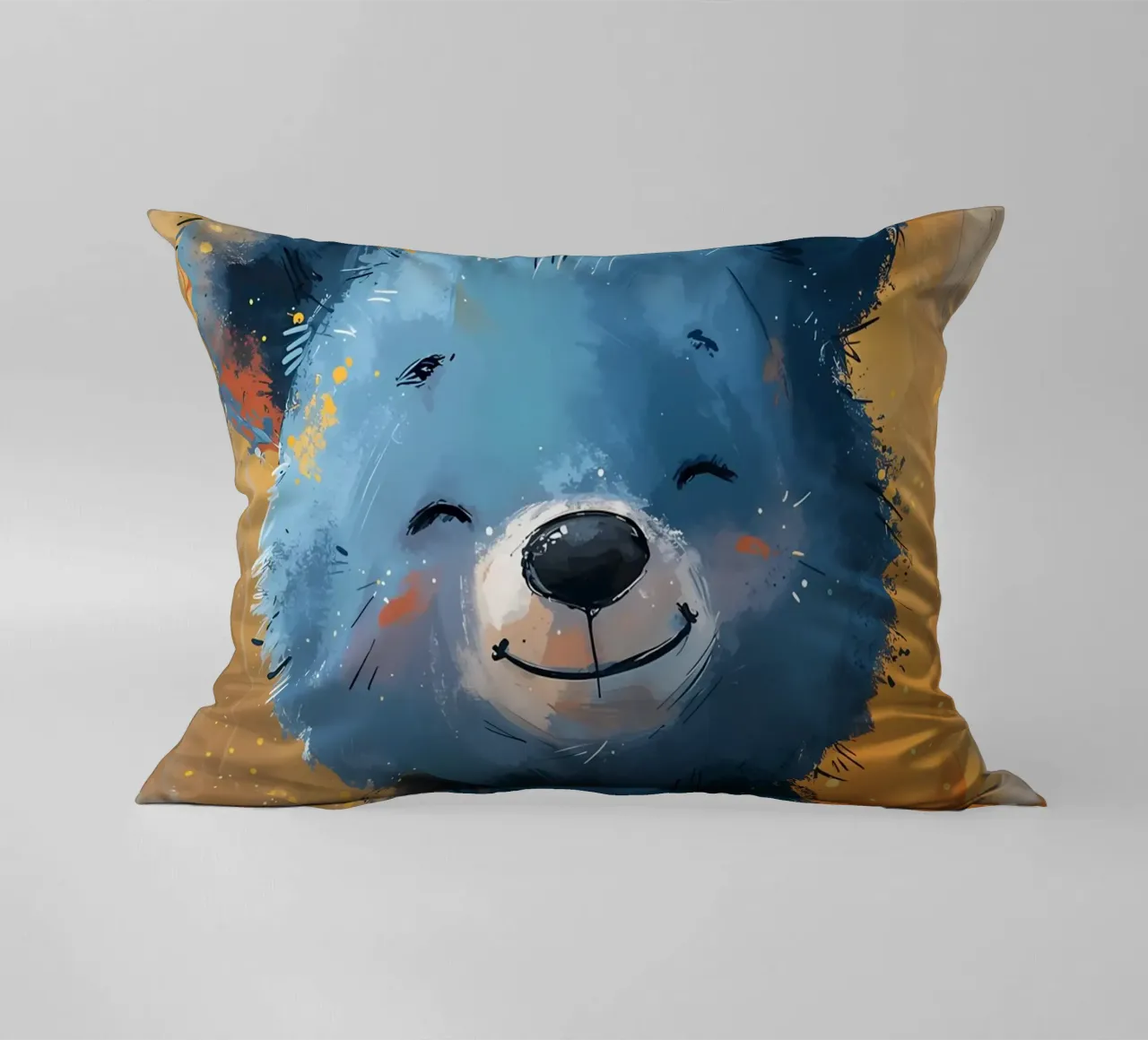 Orso blu allegro cuscino da Manh beo