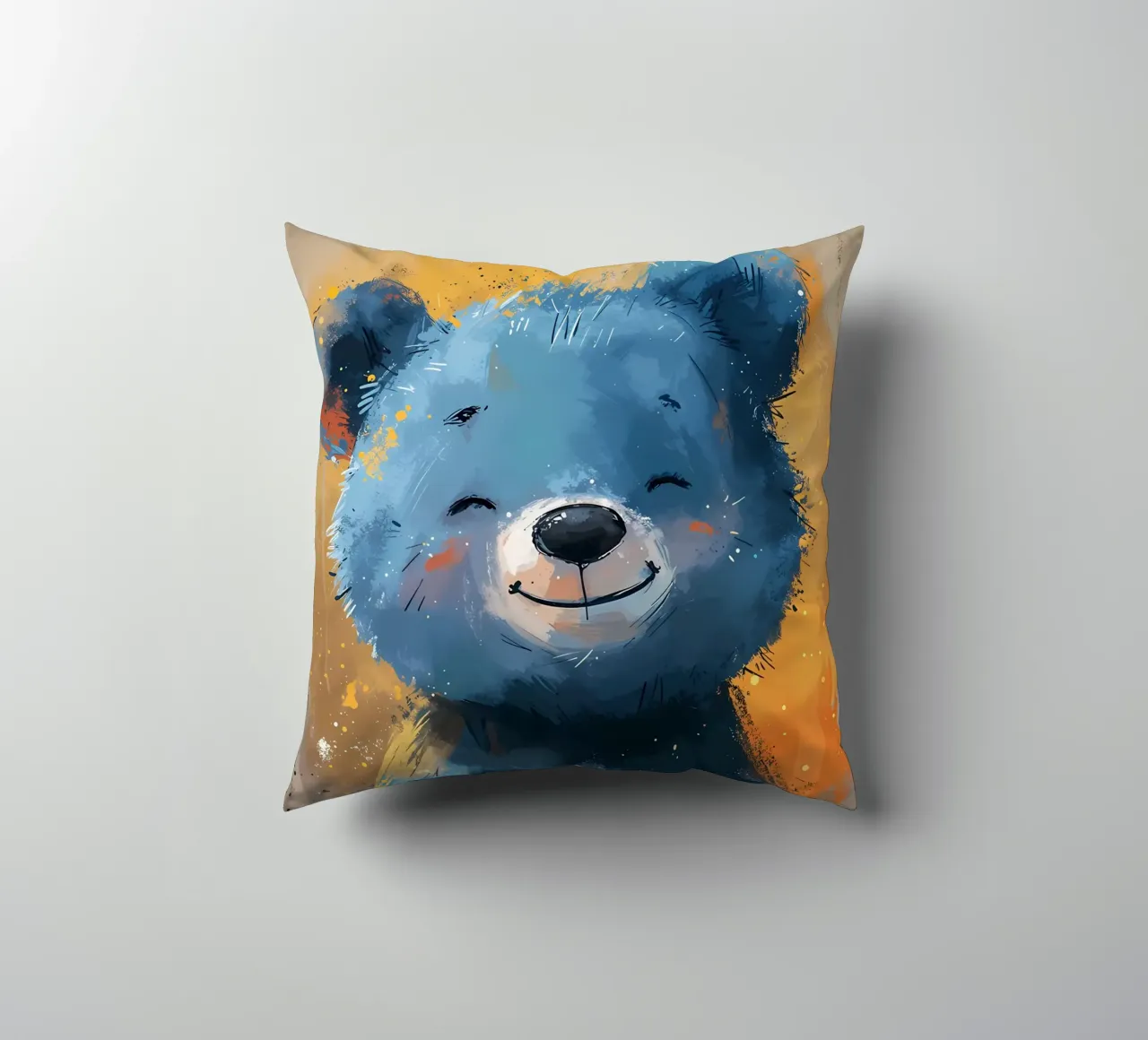 Orso blu allegro cuscino da Manh beo