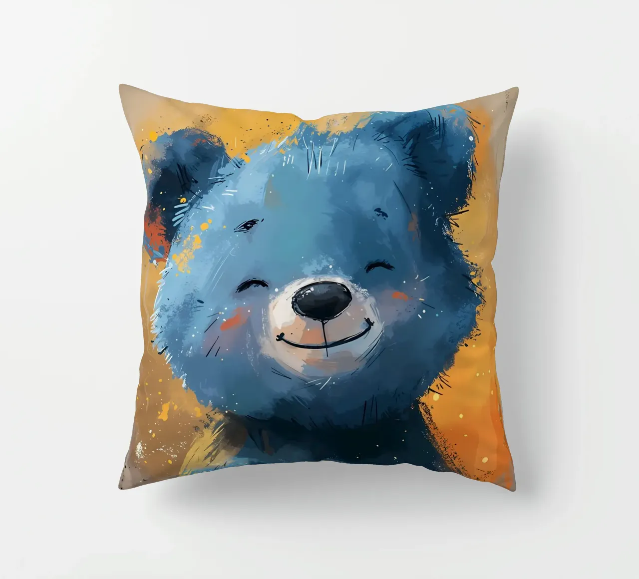 Orso blu allegro cuscino da Manh beo