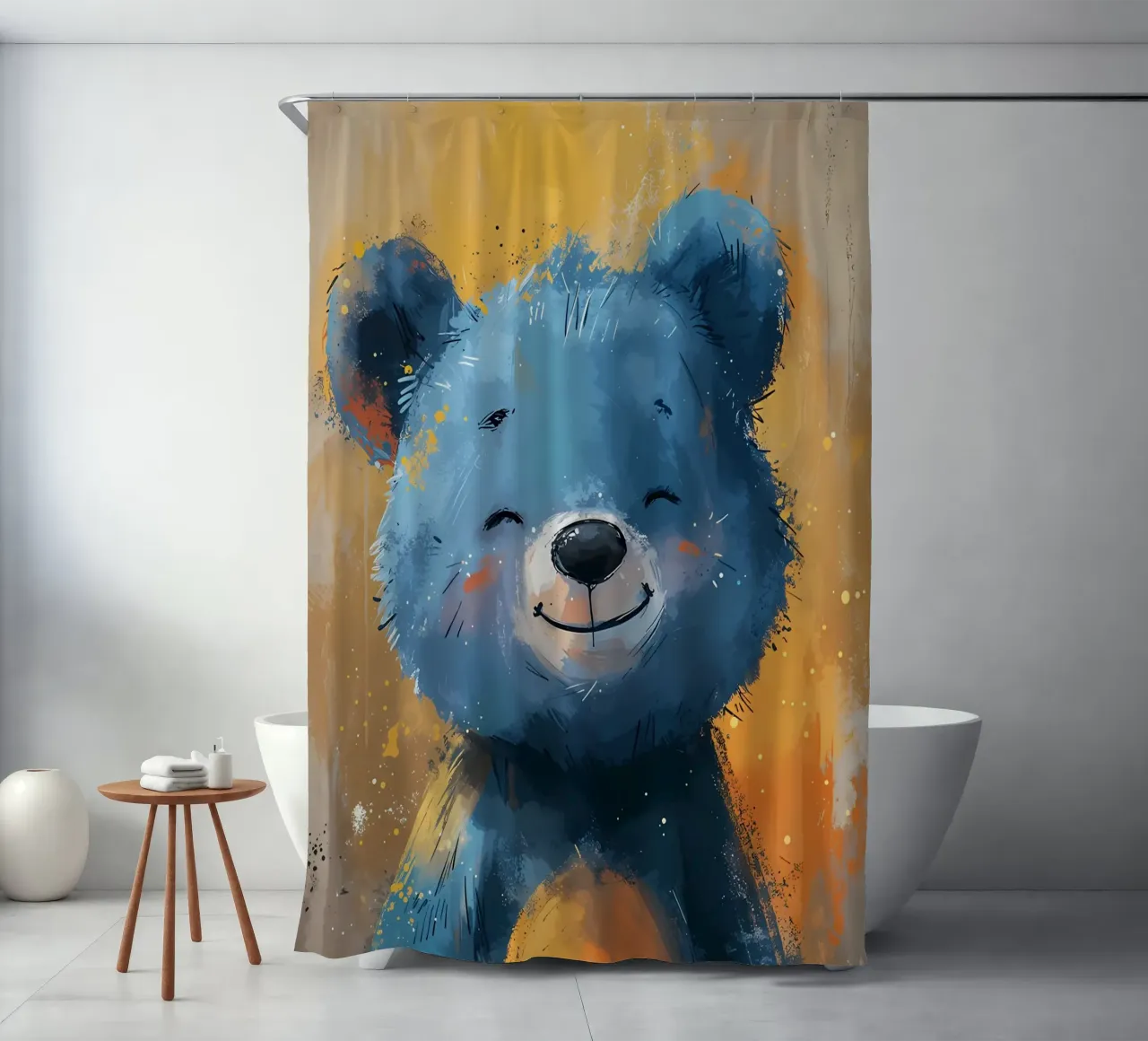 Orso blu allegro tenda da doccia da Manh beo