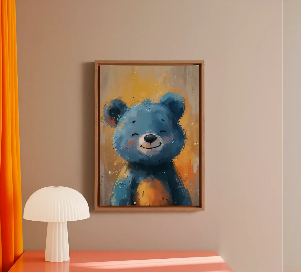 Orso blu allegro tela con Cornice a cassetta da Manh beo