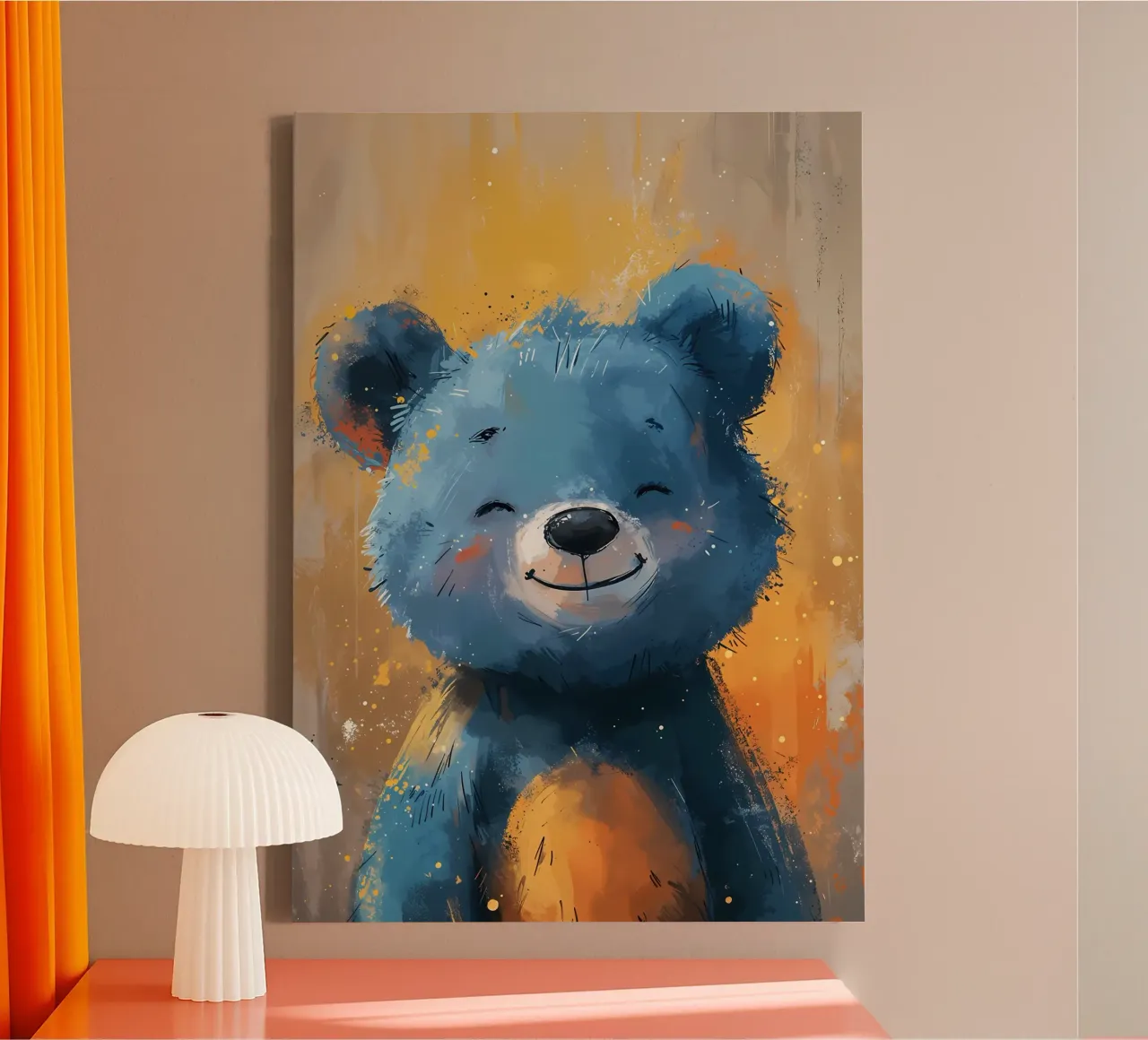 Orso blu allegro tela con Cornice a cassetta da Manh beo